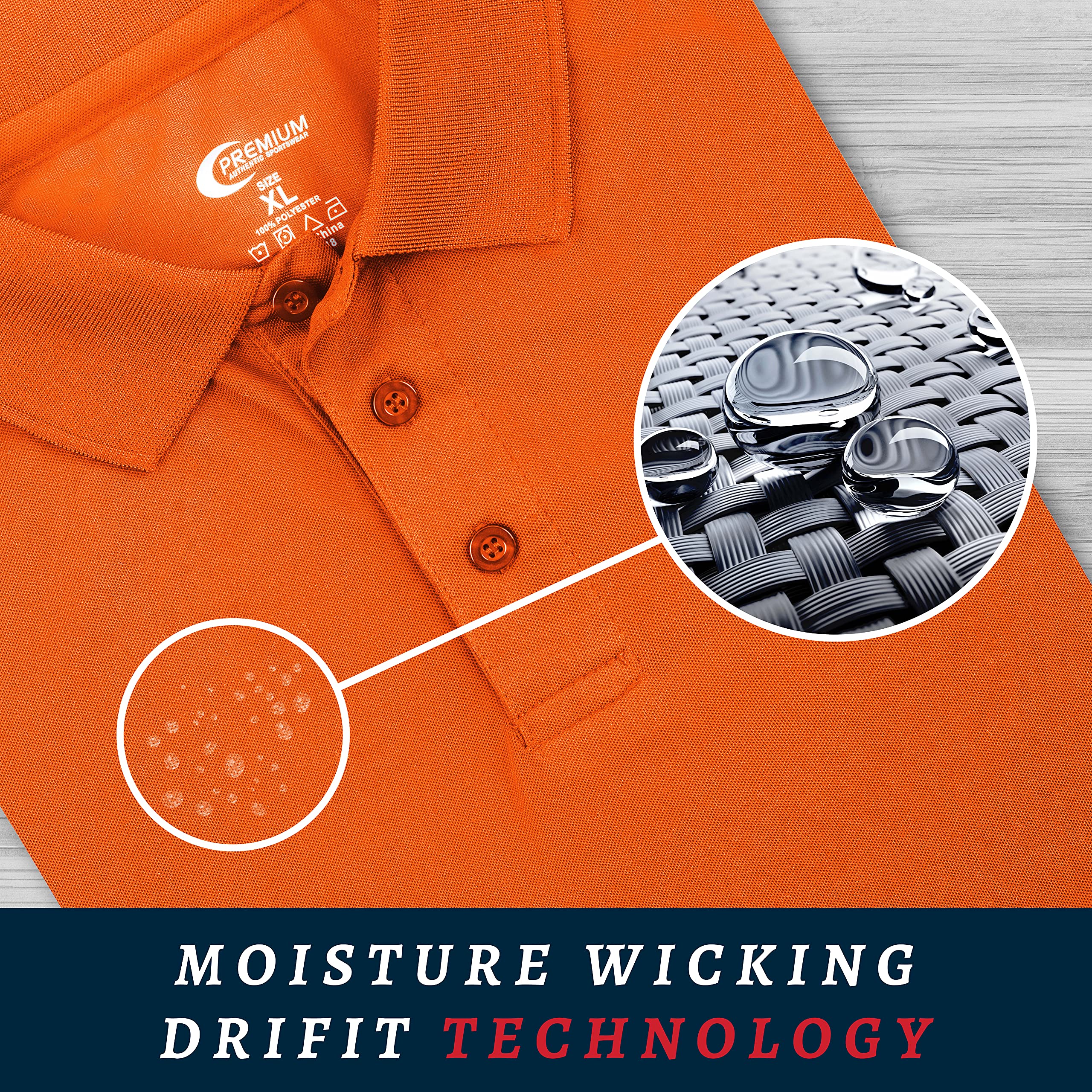 Premium Moisture-Wicking Men's Polo Shirts - Breathable Quick-Dry Performance Tees for Golf, Work & Outdoor Activities