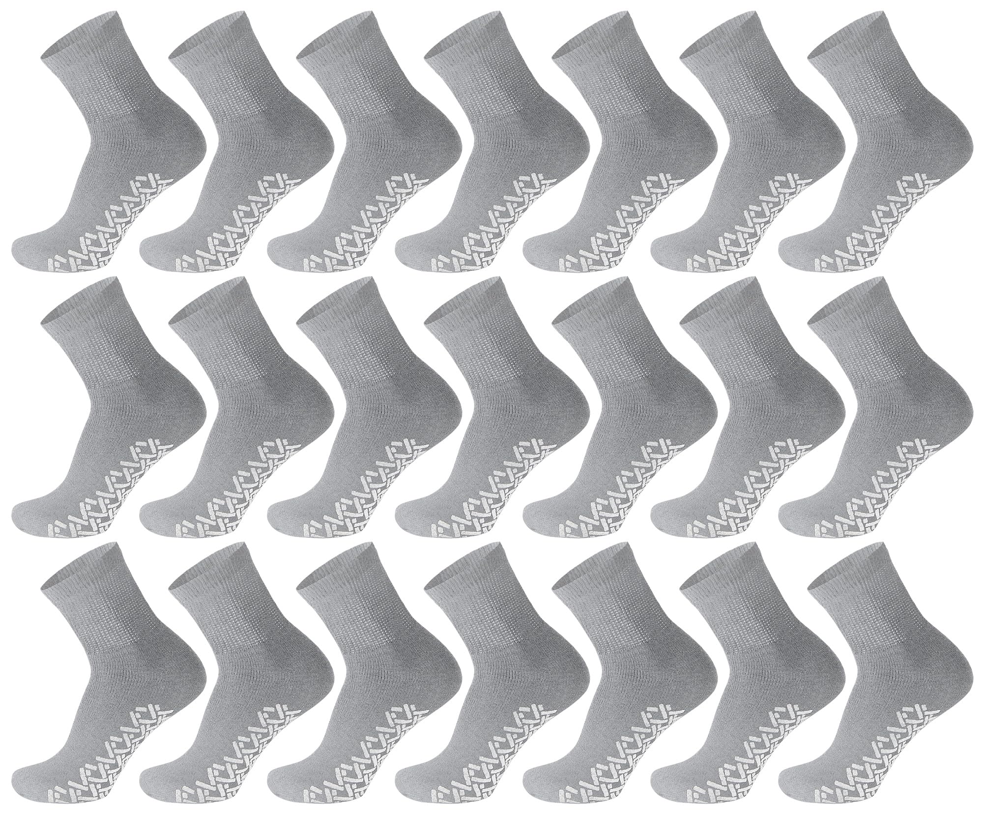 60 Pairs Men's Diabetic Socks - Non-Slip Cotton Quarter Socks with Non-Binding Top & Gripper Sole for Circulation (Grey, Size 10-13) - Ideal for Daily Wear, Diabetes Care & Comfortable Home/Work Use