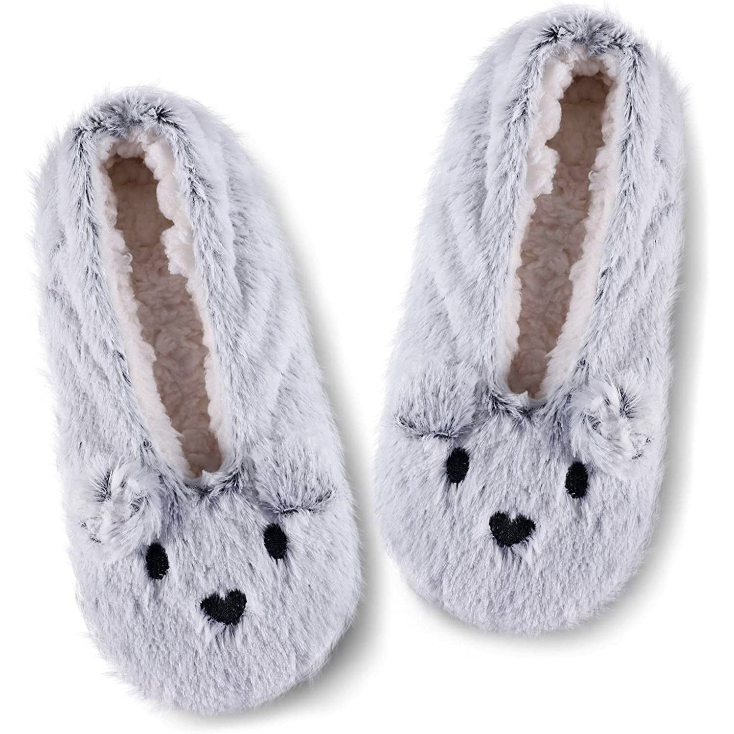 Cozy Fuzzy Cat Slipper Socks for Women - Non-Slip Sherpa House Socks with Grippers | Warm Indoor/Outdoor Winter Slippers for Women & Girls