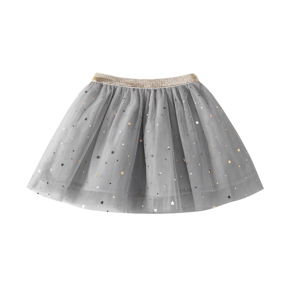 CLOTHBEST 3-Month Baby Girl Outfit Set - Sparkly Tutu Skirt with Stars, Ballet Dance & Princess Party Dress (Grey) | Newborn Baby Clothes for Special Occasions, Photo Shoots & Birthday Celebrations