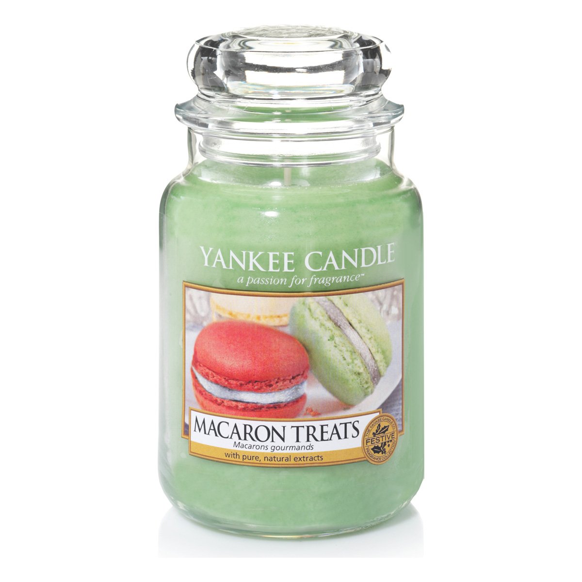 YANKEE CANDLE Macaron Treats Large Jar Candle - Green Scented Candle for Home, Relaxation & Gift Giving - Perfect for Living Room, Bedroom & Bathroom Decor