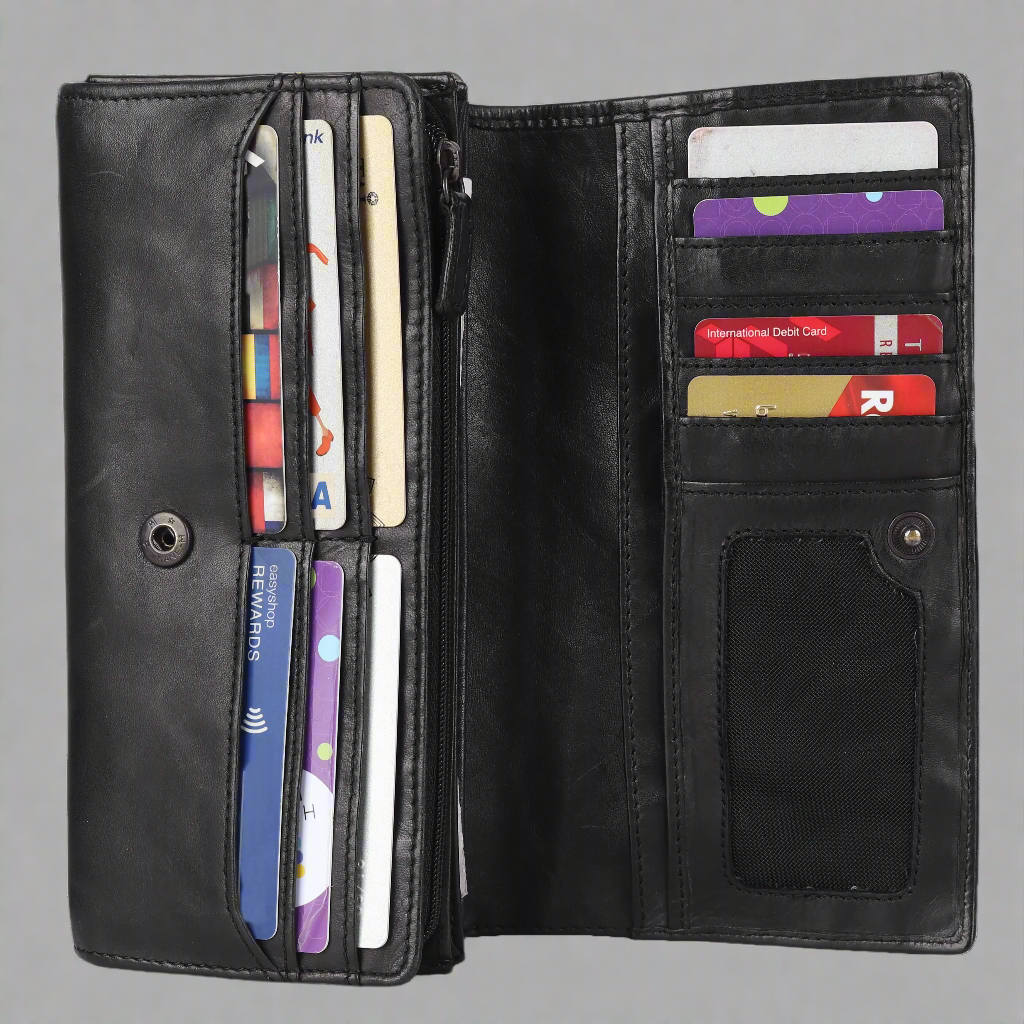 BOL Women's Square Tab Leather Wallet - Slim RFID Blocking Credit Card Holder for Everyday Use, Travel & Gift Giving