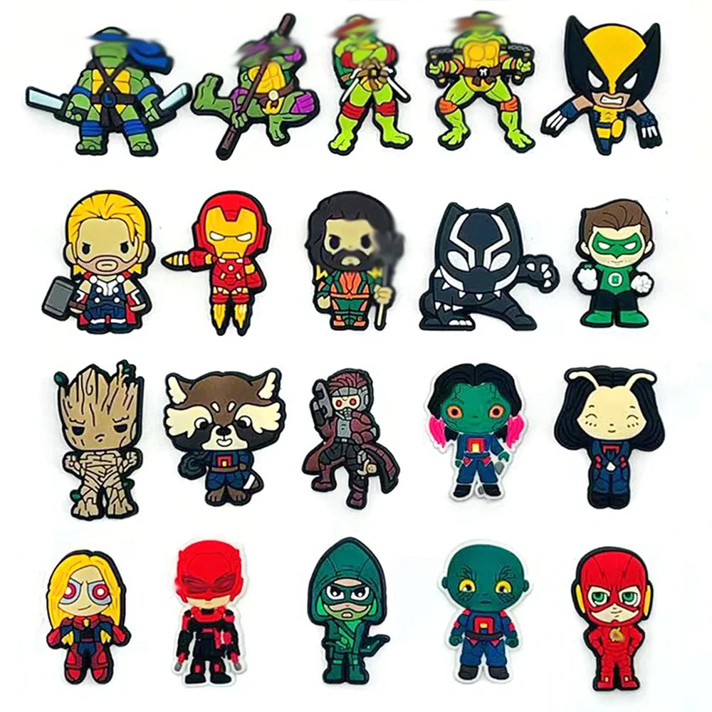 MINISO Marvel Superhero DIY Shoe Charms - Cartoon Character Accessories for Sandals & Clogs - Decorative Pins for Kids Gifts & Garden Fashion Accessories (Perfect for Birthday Presents & Cosplay Outfits)
