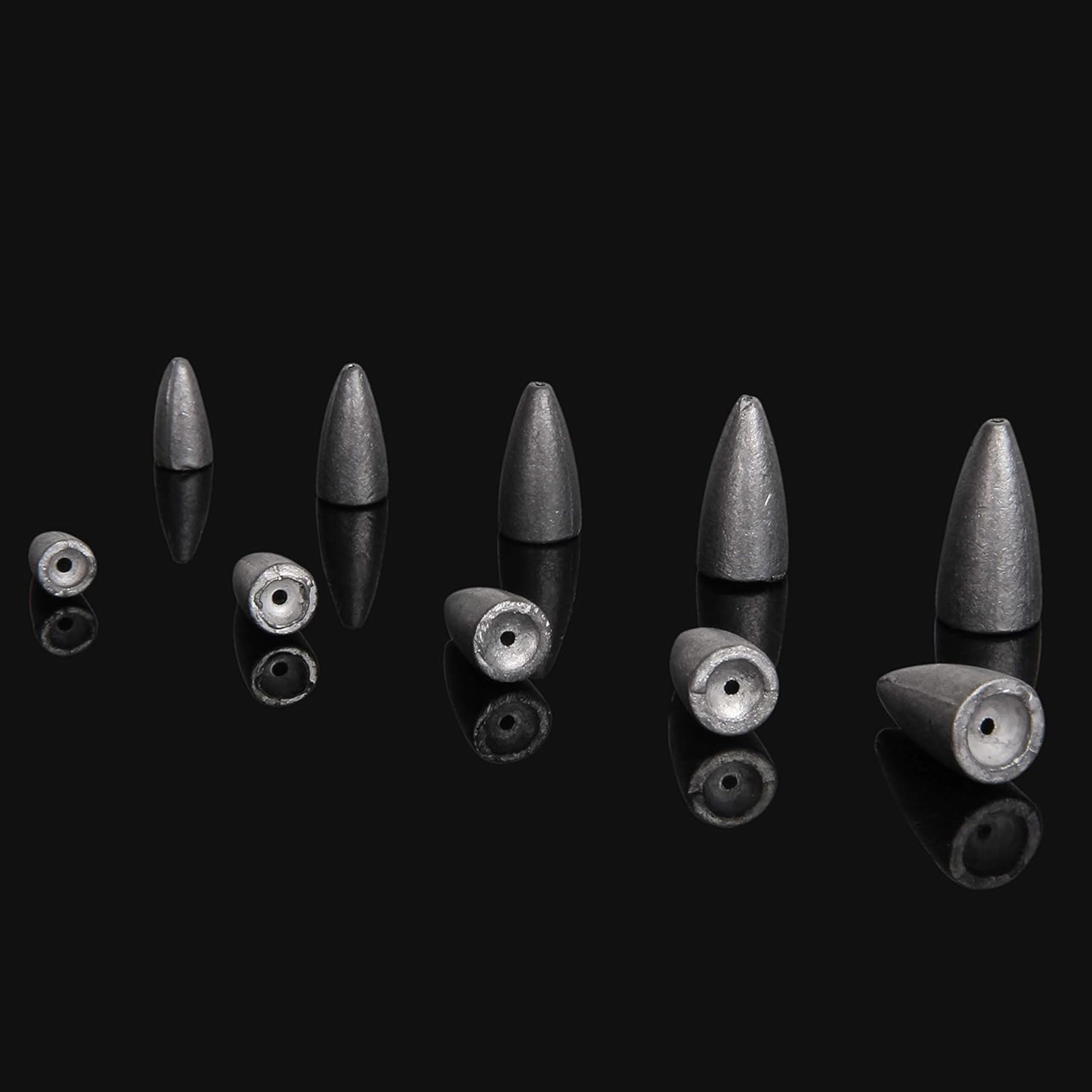 OROOTL 83pcs Bullet Fishing Sinkers Weights Kit - Worm Weights Set for Bass Fishing, Texas Rigs & Carolina Rigs - Sliding Sinkers for Freshwater & Saltwater Fishing Gear Tackle - Perfect for Shore Fishing, Boat Fishing, and Kayak Angling