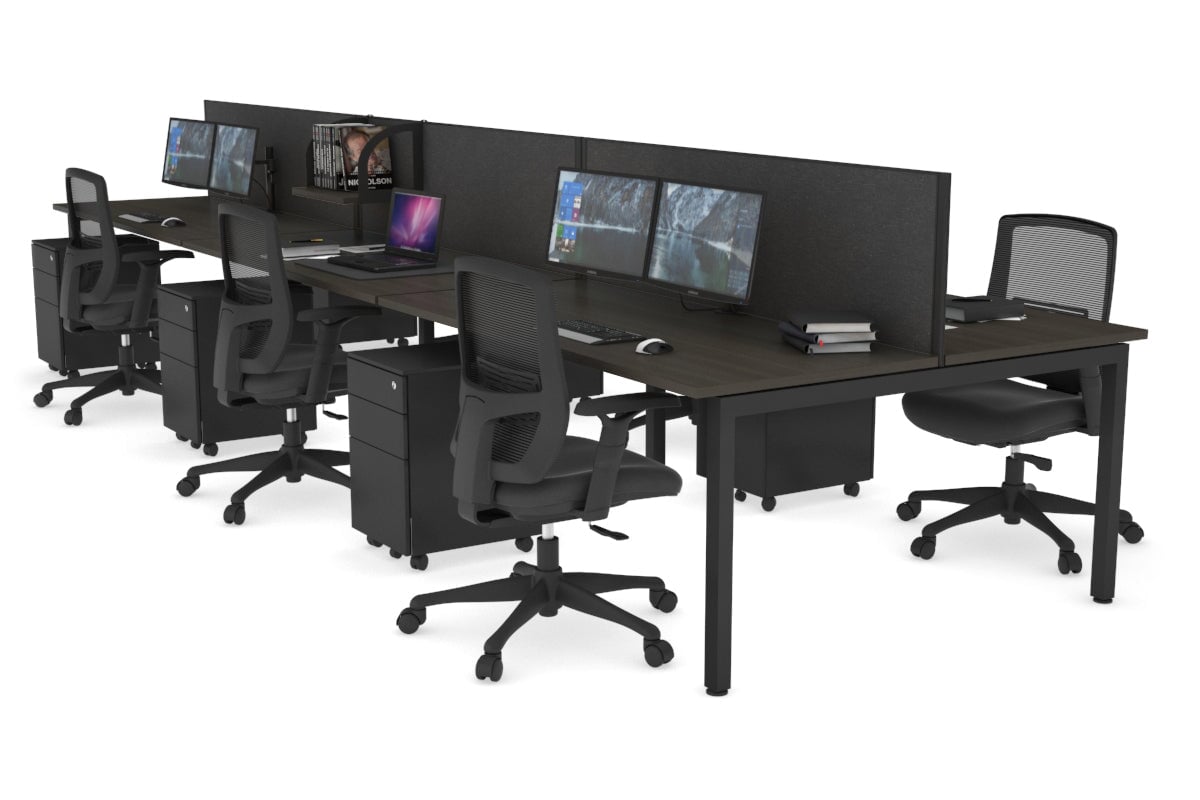 Quadro Square Legs 6-Person Office Workstation Desk [1600L x 700W] - Perfect for Team Collaboration & Open Office Spaces