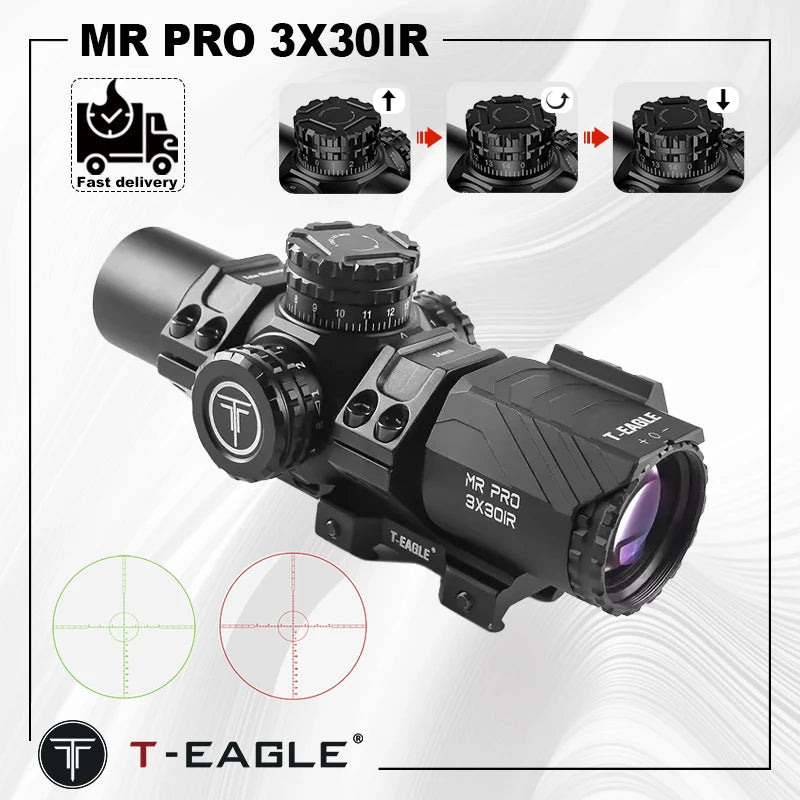 T Eagle MR Pro 3-9x30IR Hunting Rifle Scope - 34mm Tube Optical Sight for Airsoft, Pistol & Airgun - Perfect for Tactical Shooting, Hunting & Outdoor Adventures