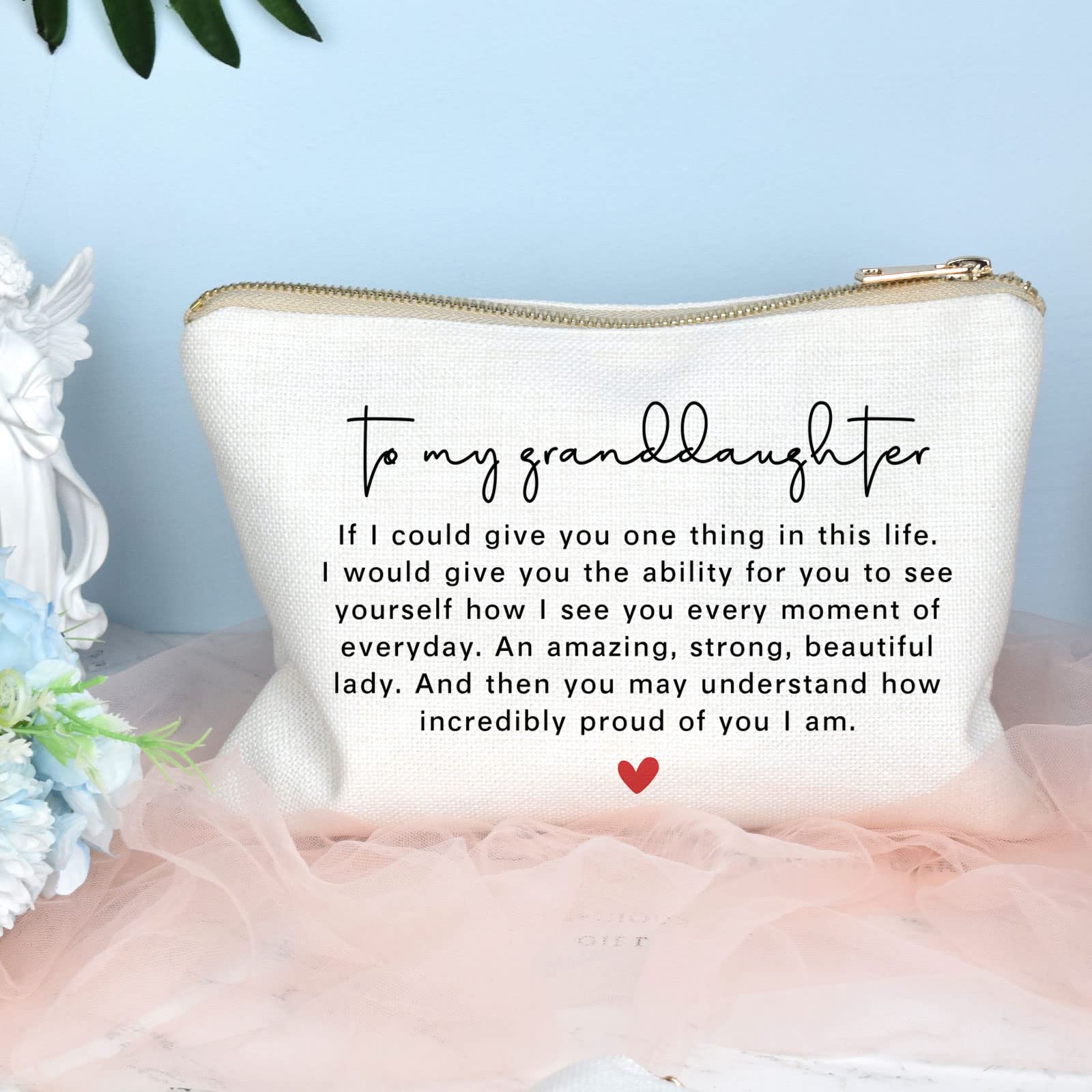 Personalized Makeup Bag Gift for Granddaughter - Perfect for Graduation, Birthday & Wedding | Cosmetic Organizer Pouch for Teens & Women | Ideal Gift from Grandmother