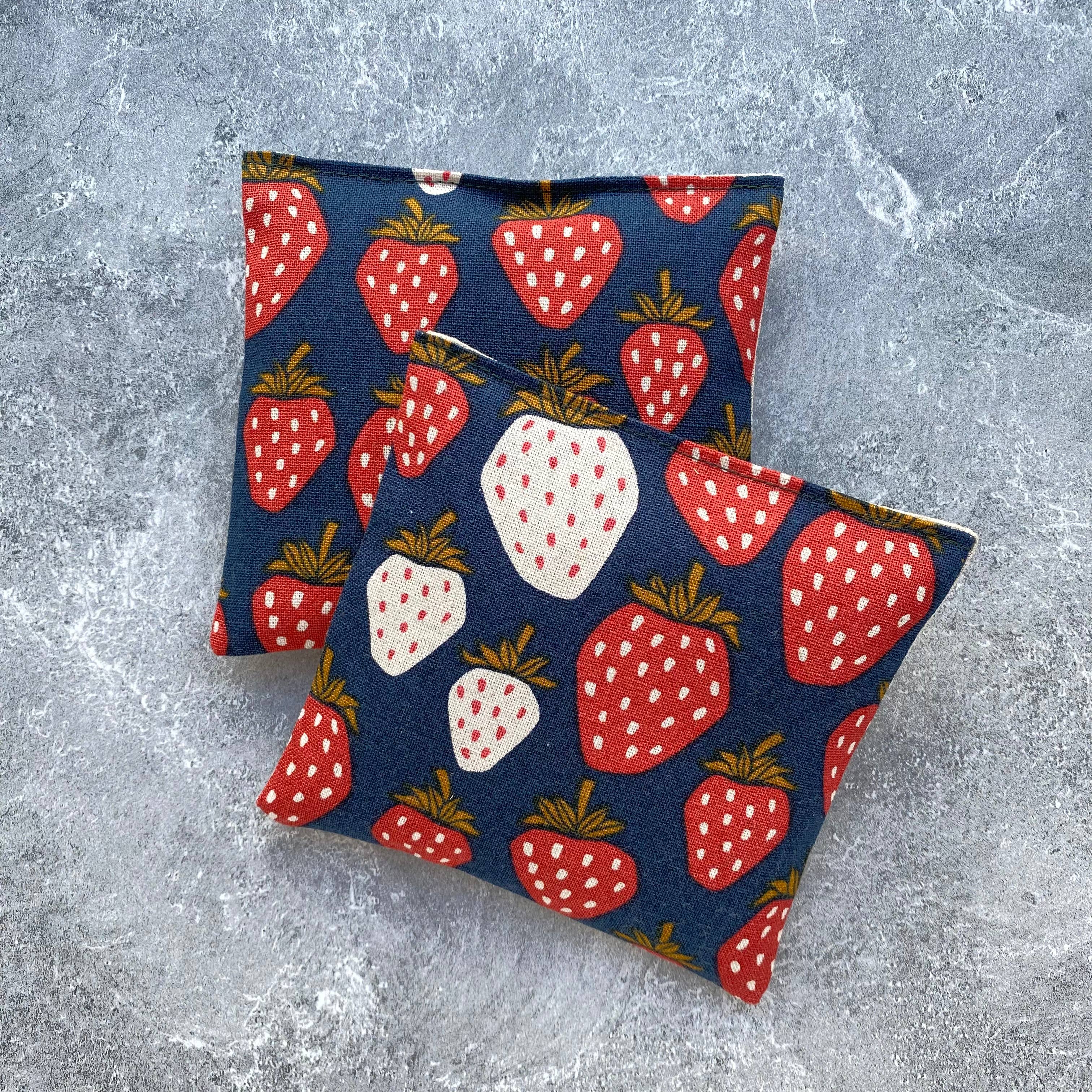 Lavender Sachet Bundle - Navy Blue Strawberry Canvas Scented Bags for Drawers, Closets & Gift Giving | Aromatherapy Home Decor