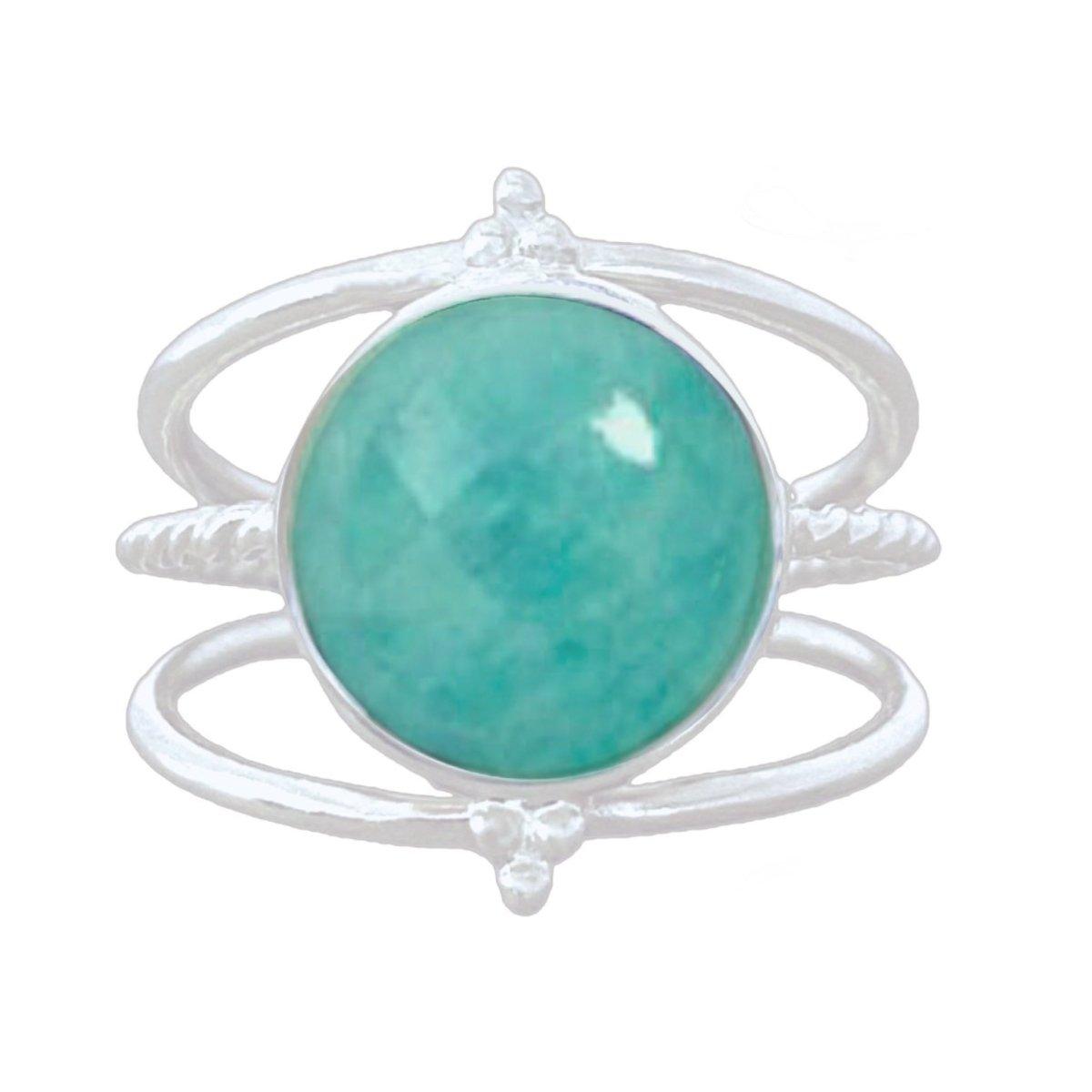 Laihas Free Spirit Amazonite Ring - Natural Gemstone Jewelry for Women, Boho Style Adjustable Ring - Perfect for Everyday Wear, Meditation & Spiritual Healing