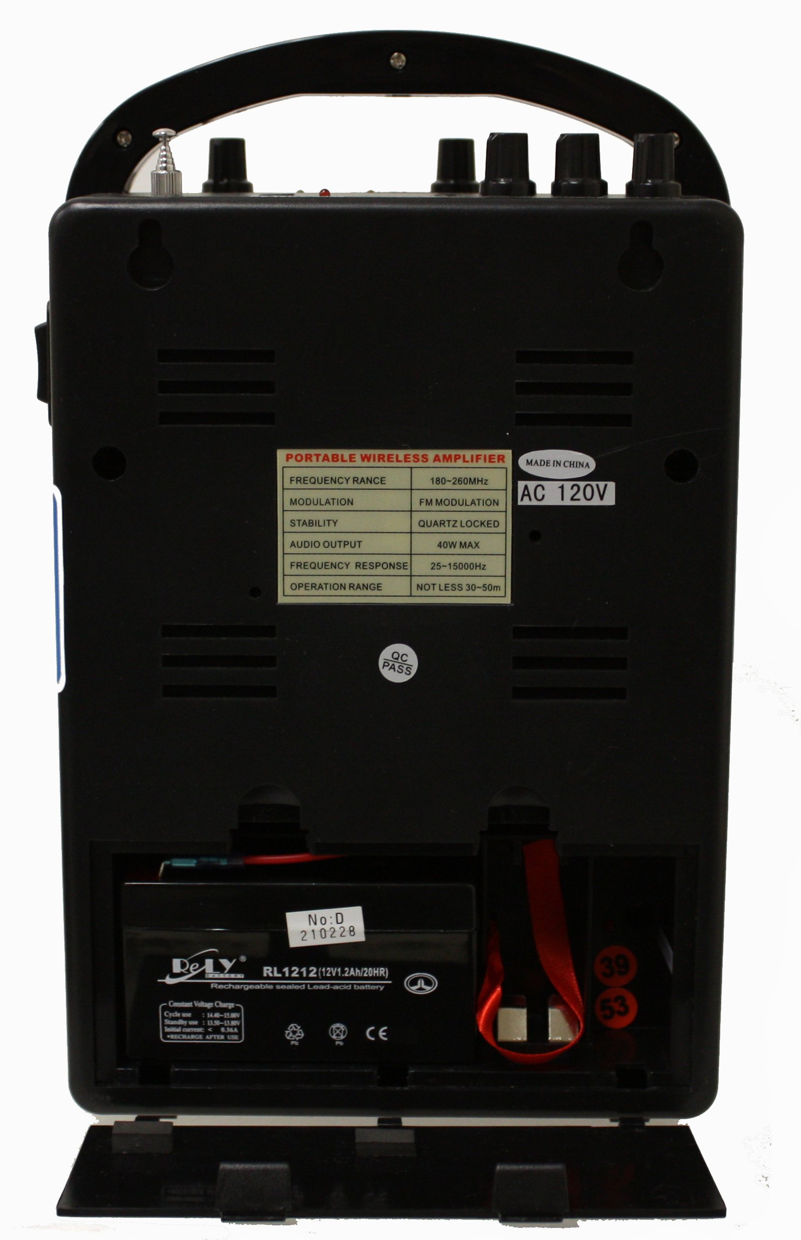Hisonic HS122B-LL Portable Rechargeable PA System with Dual Wireless Microphones & Car Charger - 200W Battery Powered Speaker for Outdoor Events, Parties, and Public Speaking (2 Belt-Packs, Black)