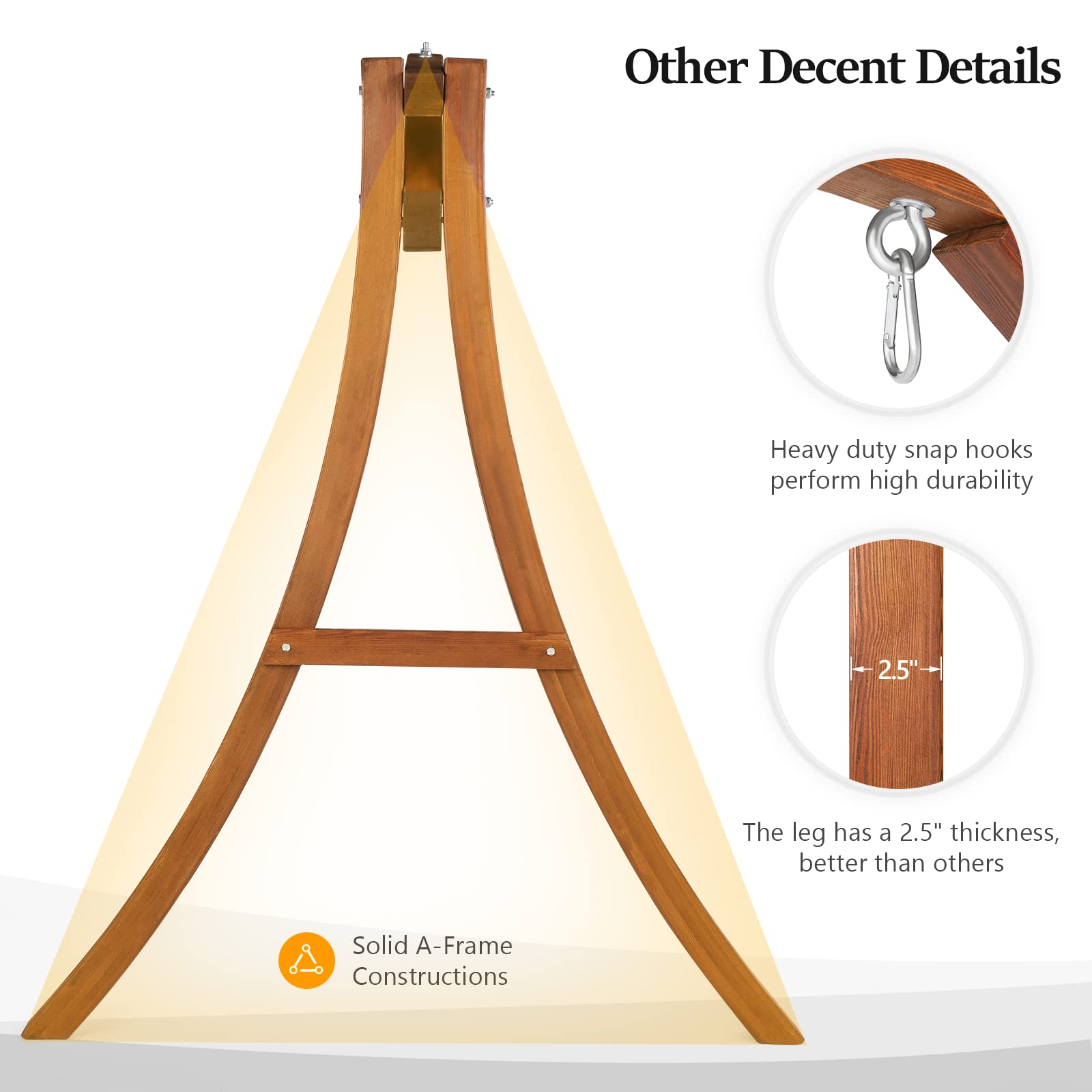 **VINGLI Heavy Duty Wooden Swing Frame for Adults & Kids - Sturdy A-Frame Porch Swing Stand for Indoor & Outdoor Use - Curved Arc Top Design - Supports 1000 lbs - Perfect for Backyard, Garden, Patio & Deck Relaxation**