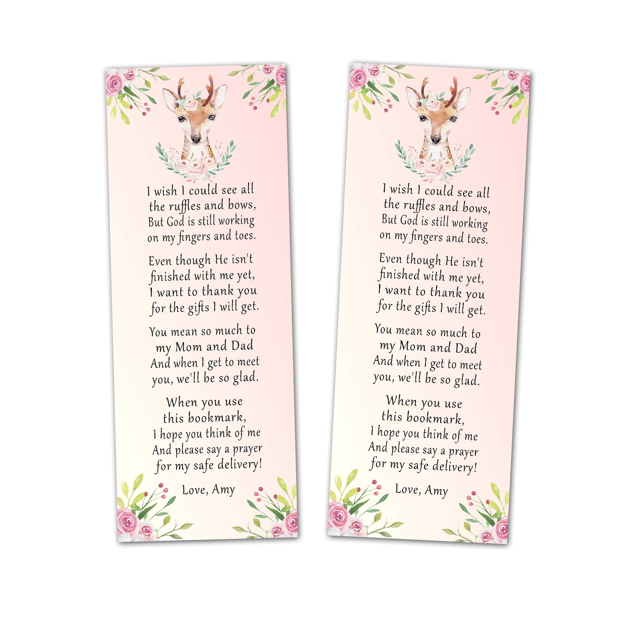 Personalized Deer Forest Animal Bookmarks - Set of 30 for Baby Shower Favors, Gifts & Party Decorations - Perfect for Baby Showers, Birthdays & Book Lovers