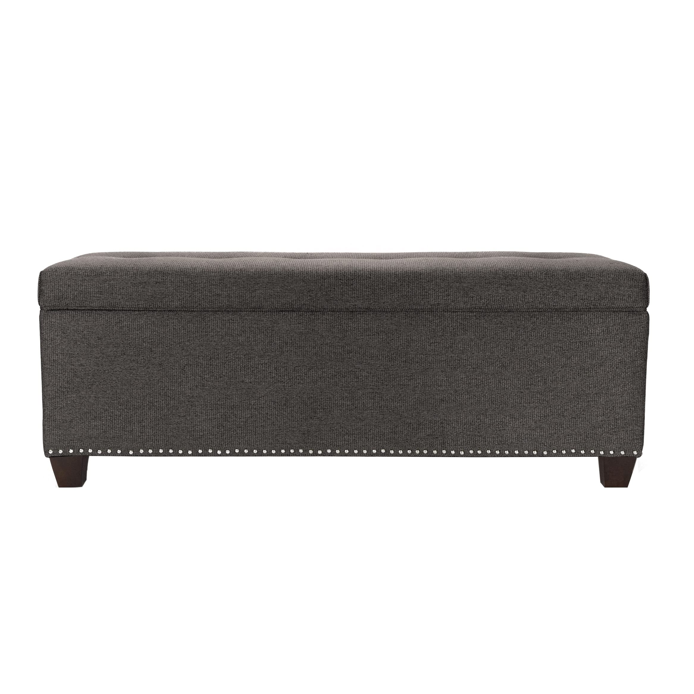 MJL Furniture Upholstered Shoe Storage Bench with Removable Cushion - Platinum Gray, Modern Entryway Bench for Hallway, Living Room & Bedroom Organization