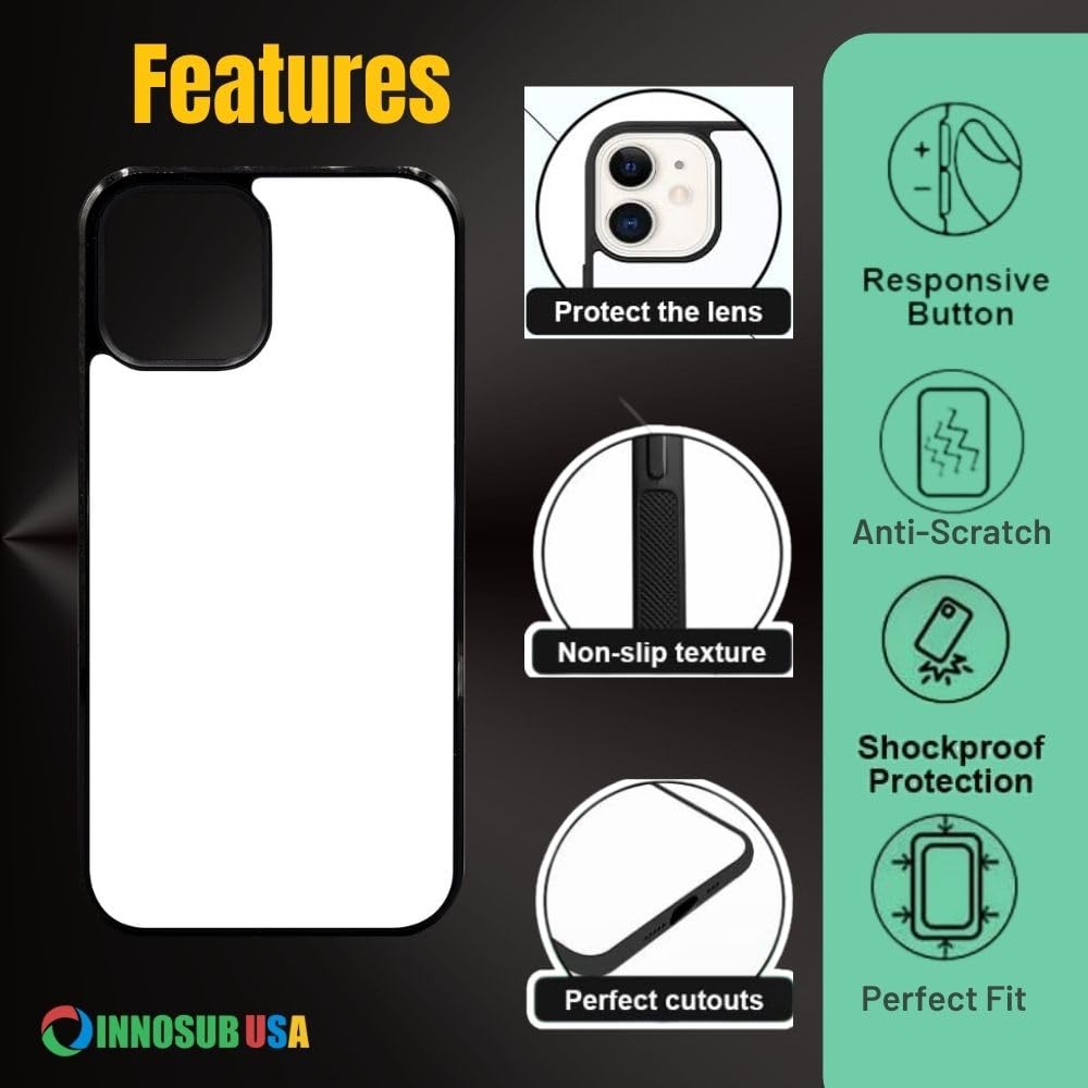 [5 Pack] Sublimation Phone Cases for iPhone 13 Pro MAX - Blank Rubber Black Dye-Sublimation Covers with Aluminum Inserts | Printable Phone Case Blanks for Custom Designs | Perfect for DIY Gifts, Personalized Accessories & Small Business Merchandise