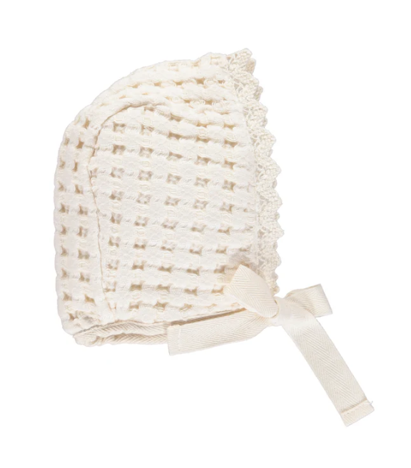 Organic Cotton Waffle Bonnet for Babies & Toddlers - Soft & Breathable Infant Hat for Newborns - Perfect for Sleeping, Nursing & Outdoor Protection