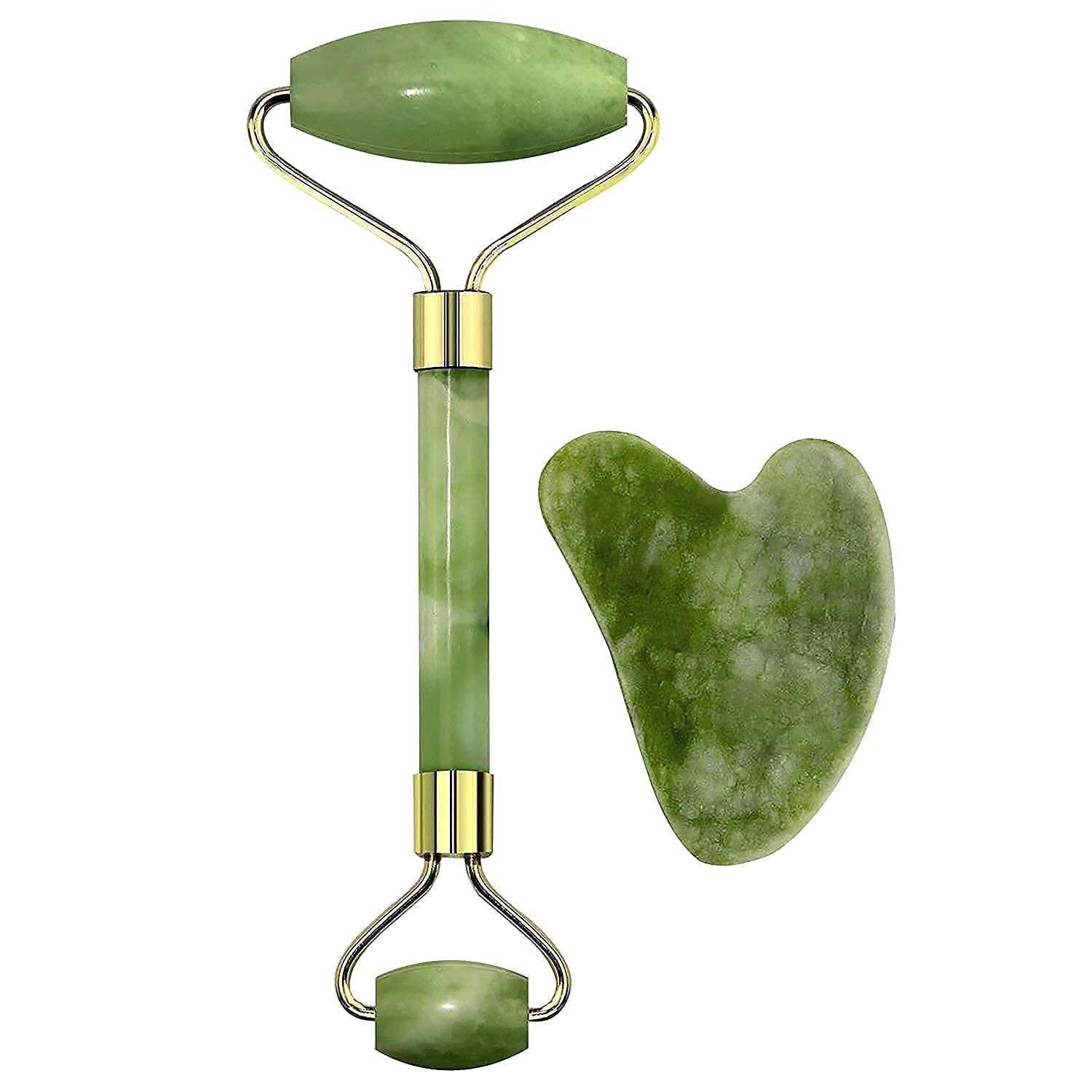 Natural Himalayan Stone Jade Roller & Gua Sha Facial Massager for Face & Neck - Reduce Wrinkles, Boost Serum Absorption | Perfect for Skincare Routine, Relaxation & Anti-Aging Therapy
