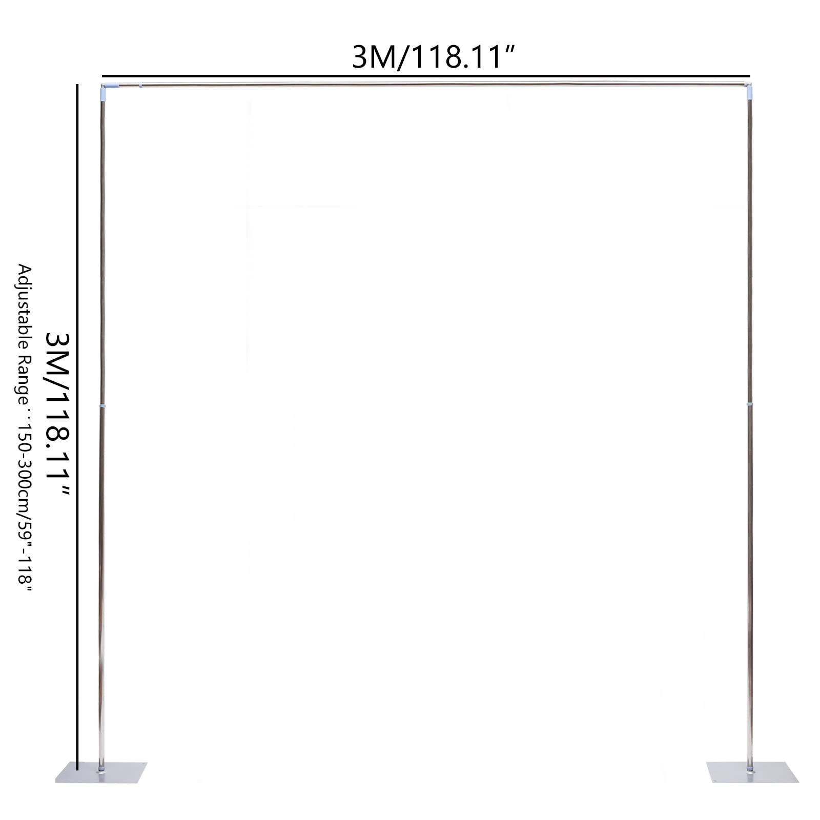 TFCFL Modern Stainless Steel Wedding Backdrop Stand Kit - Adjustable Telescopic Pipe Frame with Heavy Duty Base for Balloon Decor, Party Photography & Event Decoration | Perfect for Weddings, Birthdays, Baby Showers & Corporate Events