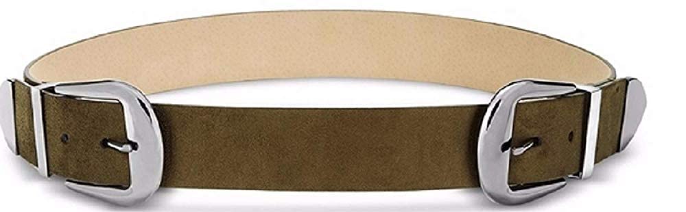 INC International Concepts Women's Clean Double-Buckle Belt - Olive/Silver | Adjustable Waist Strap for Jeans, Dresses & Business Casual Outfits
