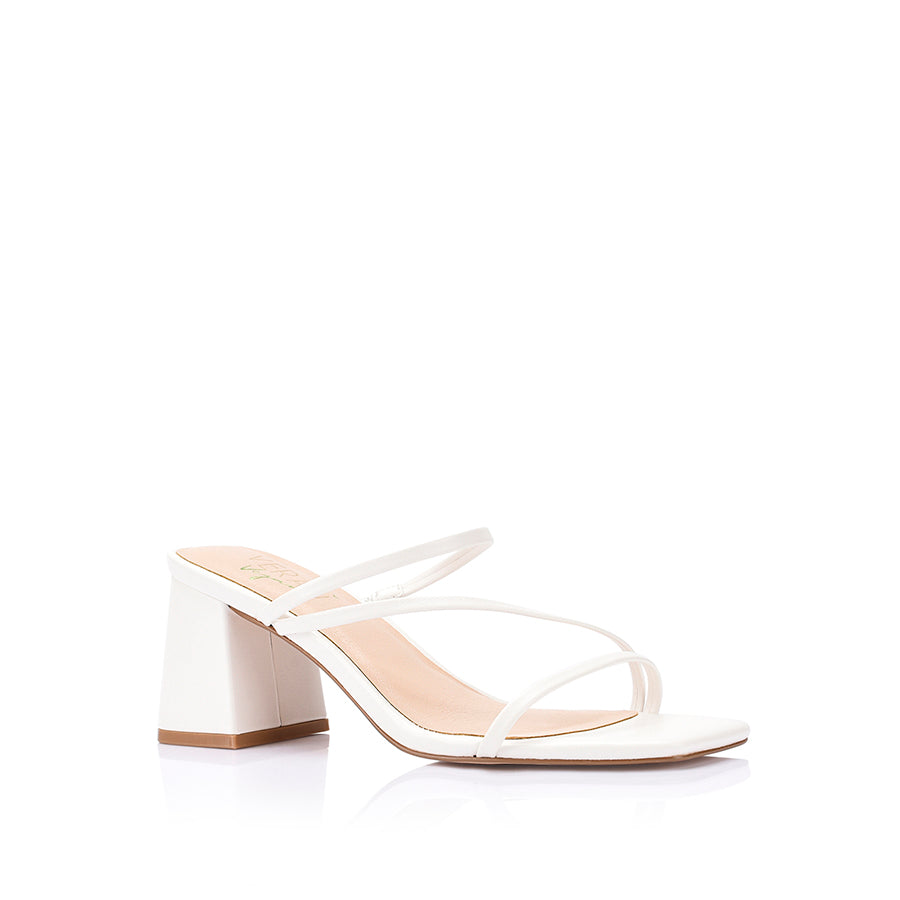 Stanford Block Heel Mules - Comfortable Women's Slip-On Shoes in Chalk White | Perfect for Office, Casual Outfits & Summer Wear