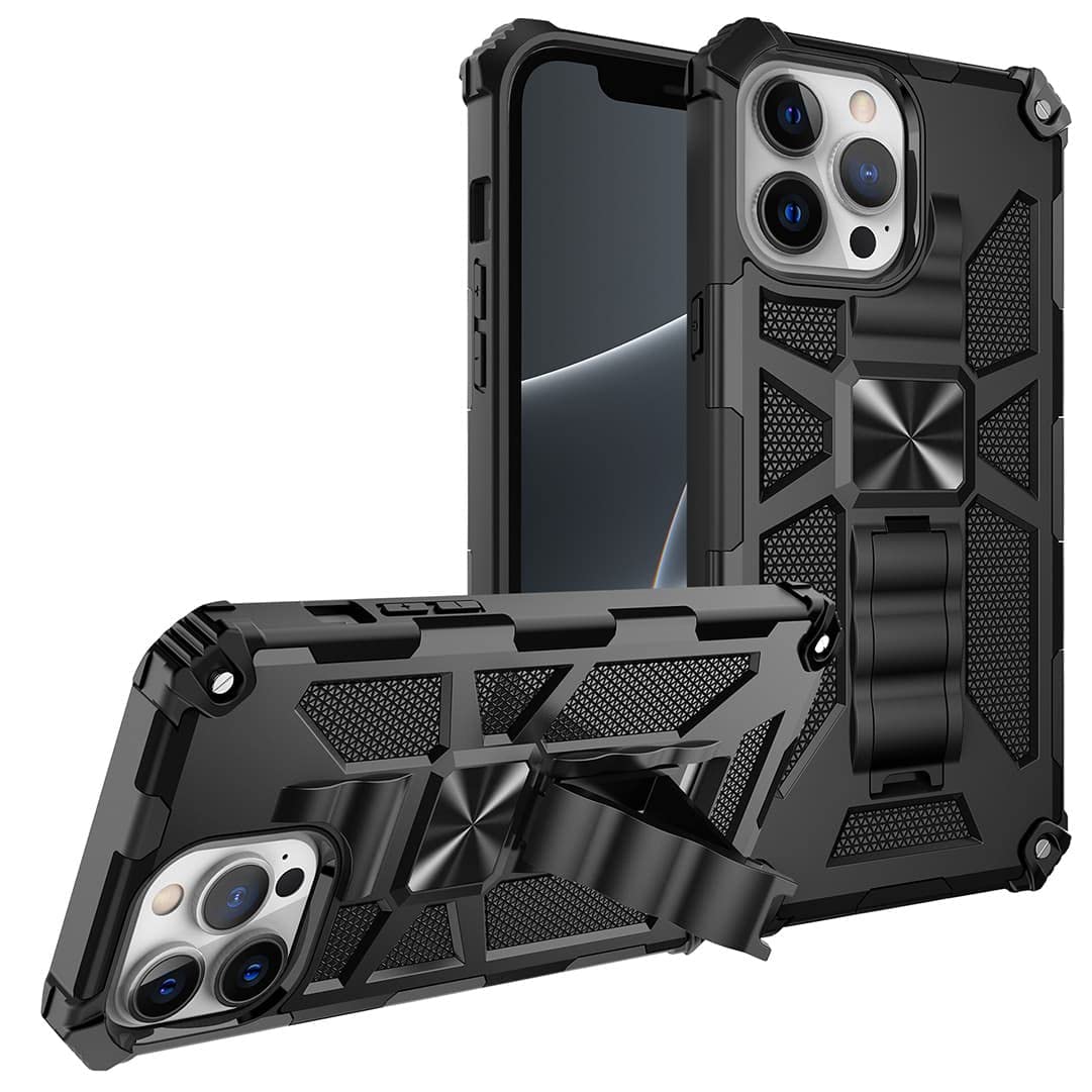 Premium Military-Grade iPhone 13 Pro Max Case (2021) with Built-in Kickstand & Metal Plate - Shockproof Protective Cover for Apple iPhone 13 Pro Max - Perfect for Work, Travel & Outdoor Activities