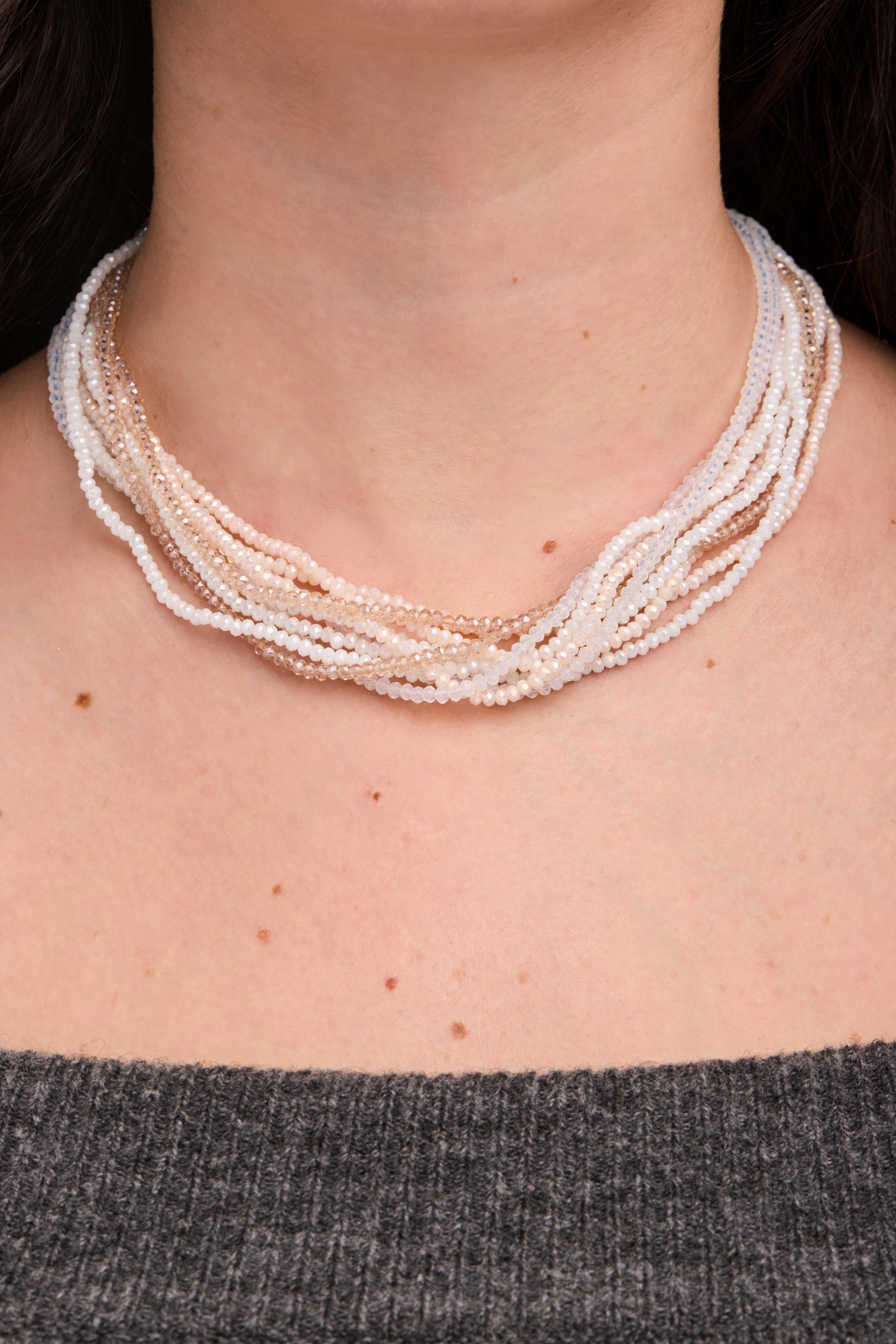 Multi Strand Ombre Crystal Necklace - Elegant Layered Beaded Jewelry for Women | Perfect for Weddings, Parties & Special Occasions