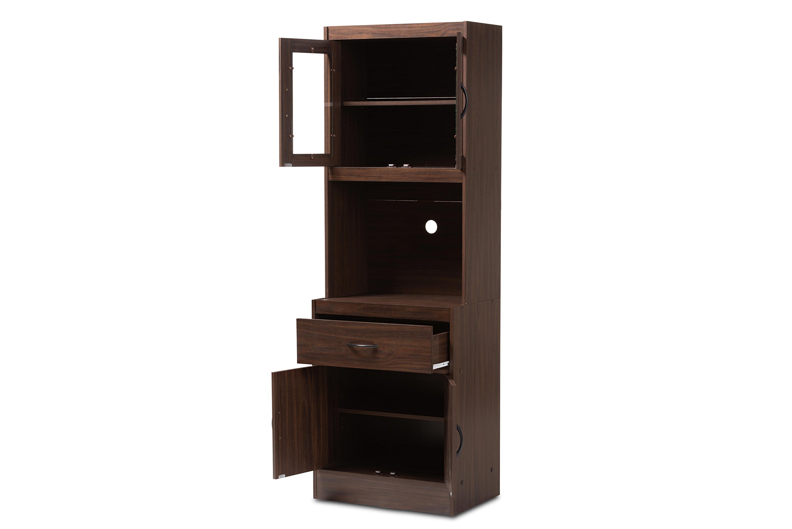 Baxton Studio Walnut Brown Kitchen Cabinet - Modern Storage Solution for Small Kitchens & Apartments