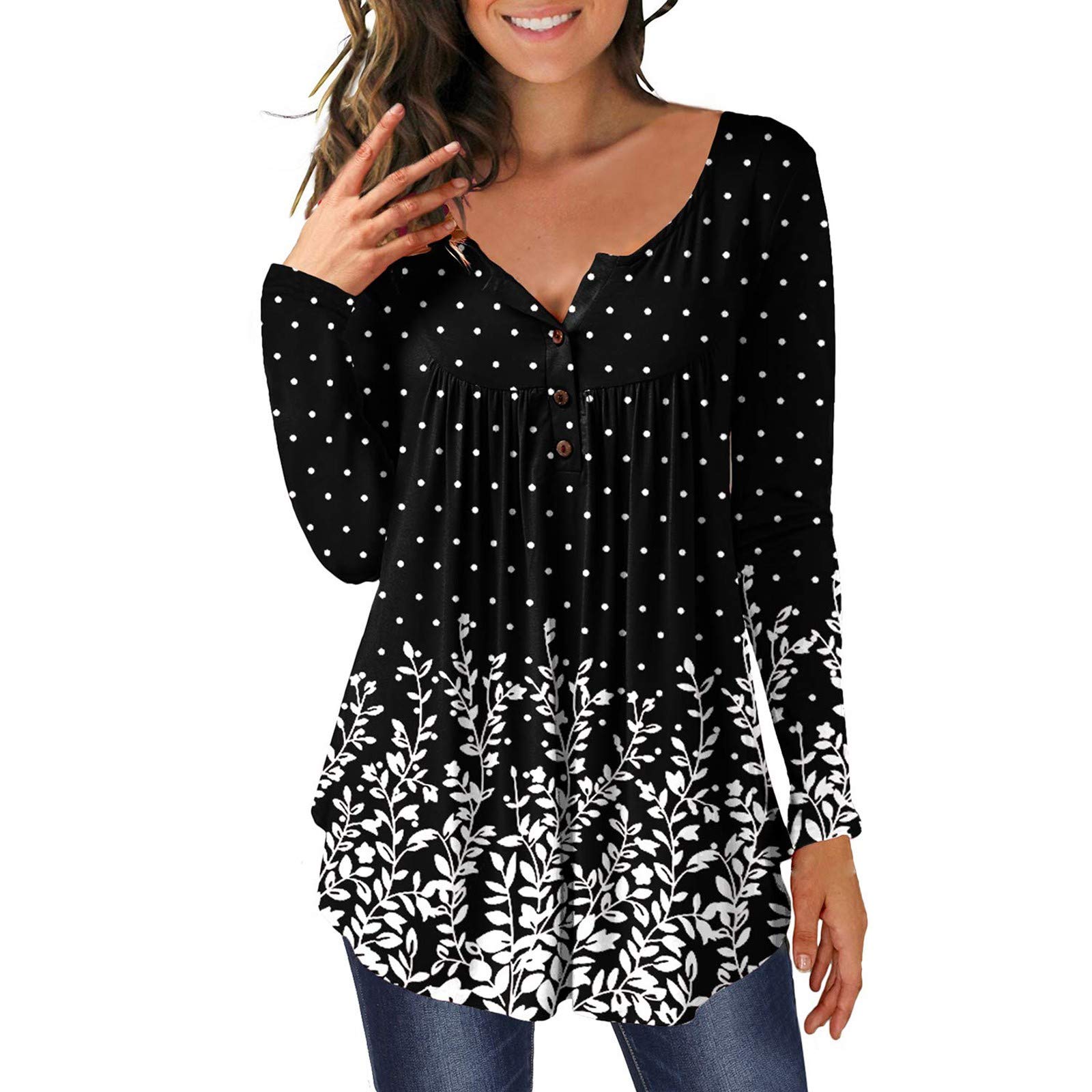Women's Summer V-Neck Casual T-Shirt with Puff Sleeves - Solid Color Tunic Top for Everyday Wear, Office & Weekend Outings