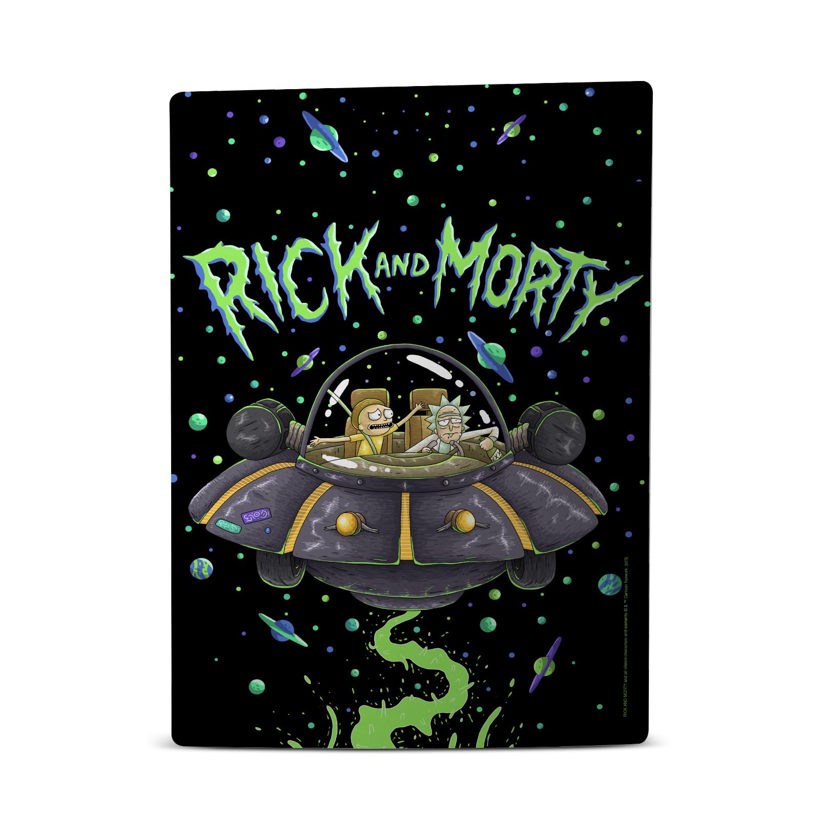 Official Licensed Rick and Morty The Space Cruiser Vinyl Decal Skin Compatible with Sony PlayStation 5 PS5 Disc Edition Console - Gaming Accessory for Fans & Collectors