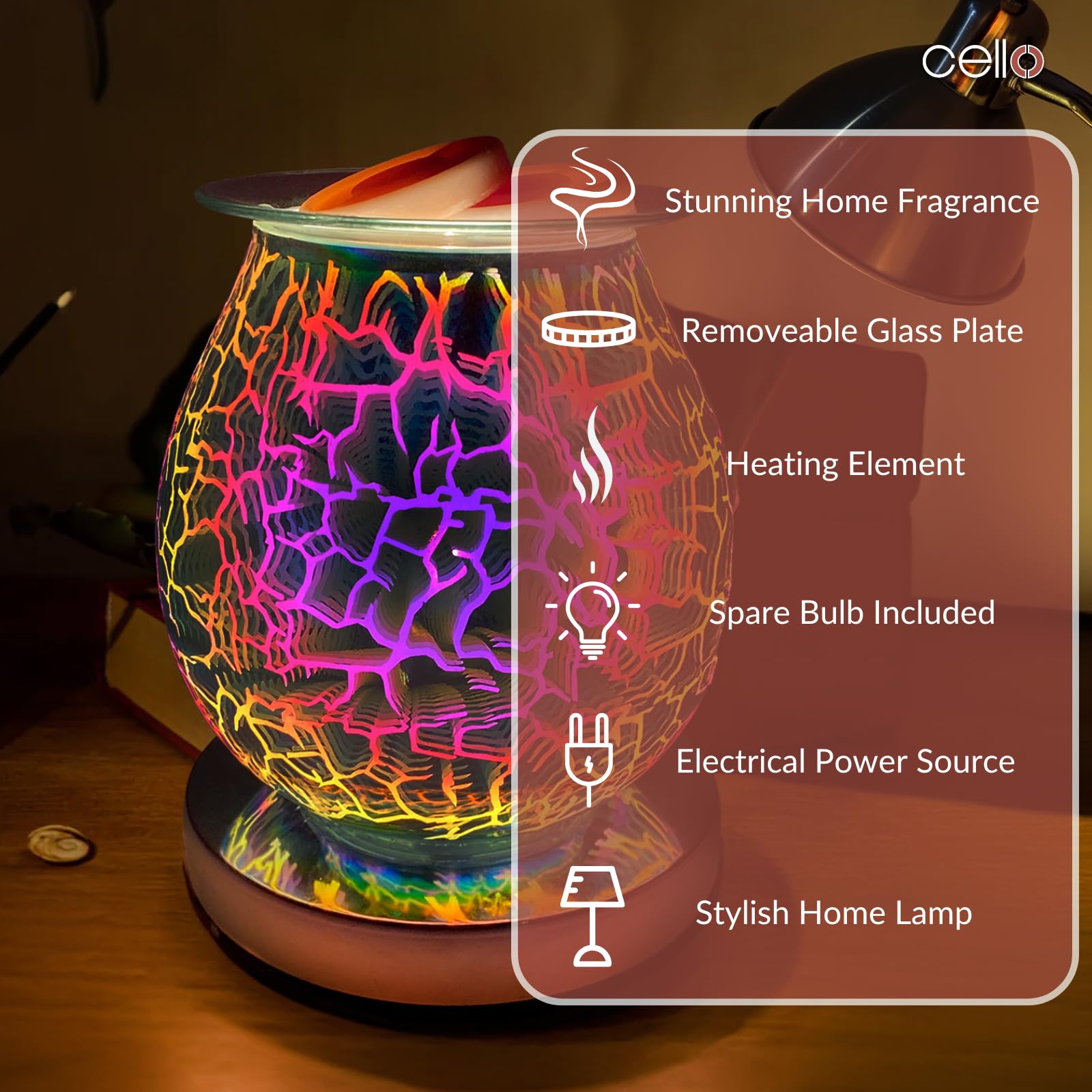 3D Touch Cello Electric Wax Burner with Lightning Fast Heating - Perfect for Home Aromatherapy, Office Relaxation & Spa Treatments