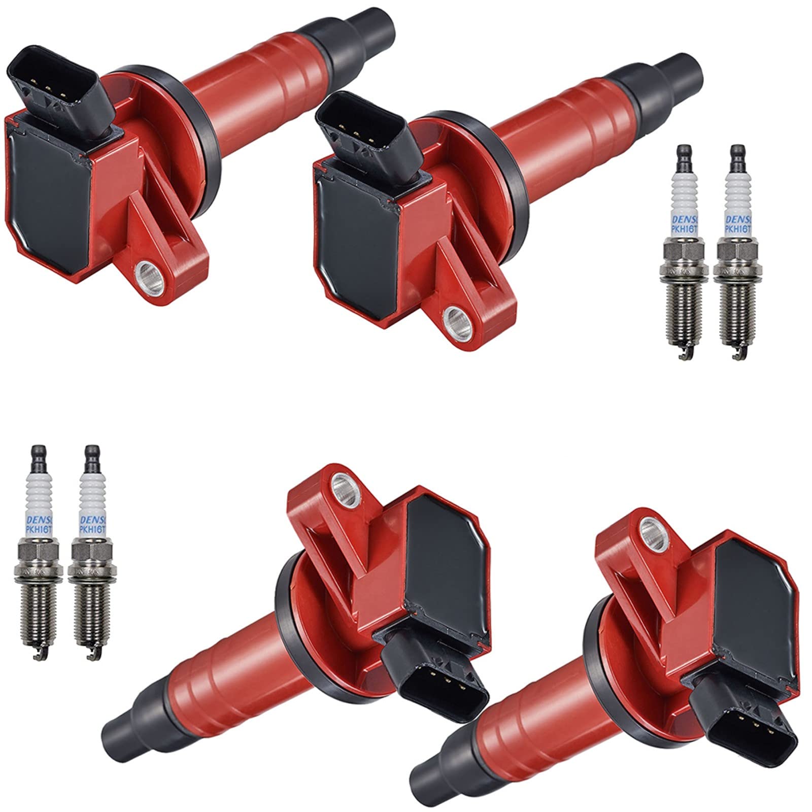 Premium 4-Piece Ignition Coil Pack & Platinum Spark Plug Set - Compatible with Chevrolet, Pontiac, Toyota Prizm/Vibe/Celica/Corolla/Matrix/MR2 Spyder (2000-2008 Models) - 1.8L L4 Engine - High Performance Replacement Parts for Smoother Acceleration & Better Fuel Efficiency