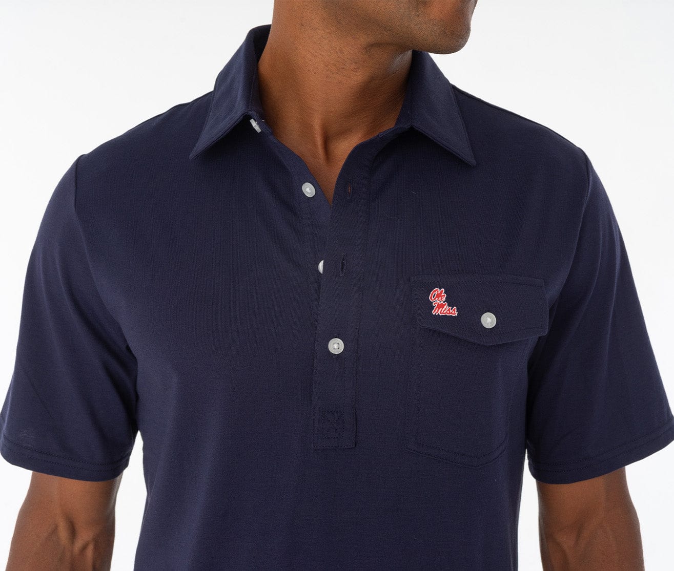 Ole Miss Coach's Performance Players Shirt - Navy Blue Stack - Breathable & Moisture-Wicking for Football Training & Game Day