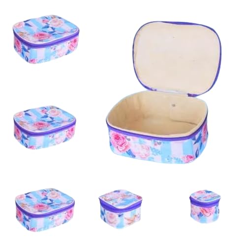 AYUSHMAN ENTERPRISE Women's Vanity Storage Box Set of 5 - Makeup Organizer, Bindi & Shaving Kit Holder | Multicolor Cardboard & Raxin Design | Perfect for Travel, Home Decor & Gift Giving