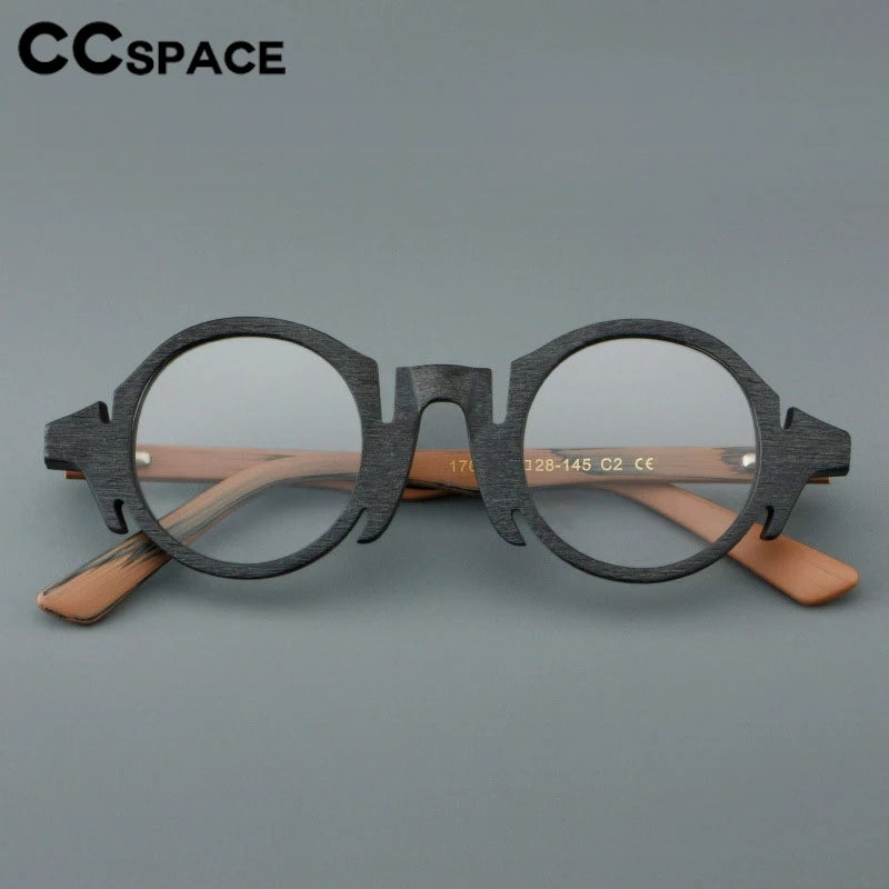 CCspace Women's Full Rim Round Acetate Eyeglasses Frame 303370 - Stylish & Lightweight for Work, Reading & Everyday Wear