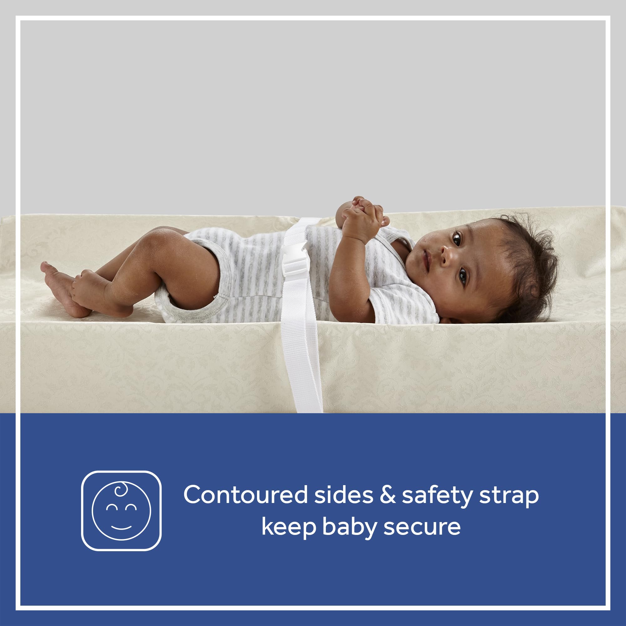 Sealy Baby Antibacterial Waterproof 2-Sided Contoured Diaper Changing Pad - Durable Easy-Clean Surface with Supportive Soybean Foam - Fits Dresser or Table (32