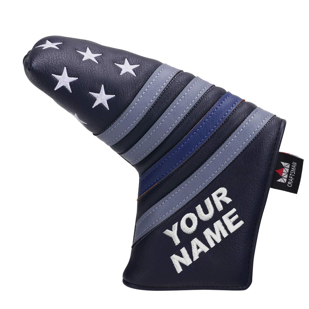 Premium Magnetic Golf Putter Headcover - Blue Stripe Design for Scotty Cameron & Odyssey Putters | Customizable with Your Name | Perfect for Golf Course Protection & Style Enhancement