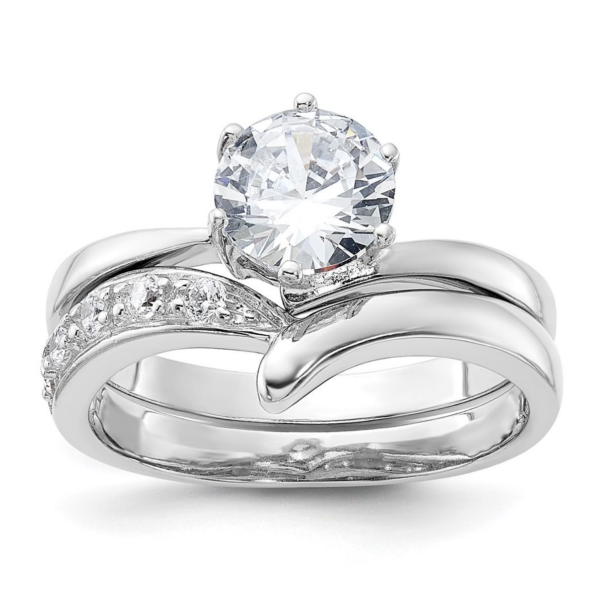 925 Sterling Silver Cubic Zirconia Ring Set for Women - 2 Piece CZ Simulated Diamond Wedding & Engagement Rings - Elegant Jewelry Gift for Anniversary, Valentine's Day & Special Occasions