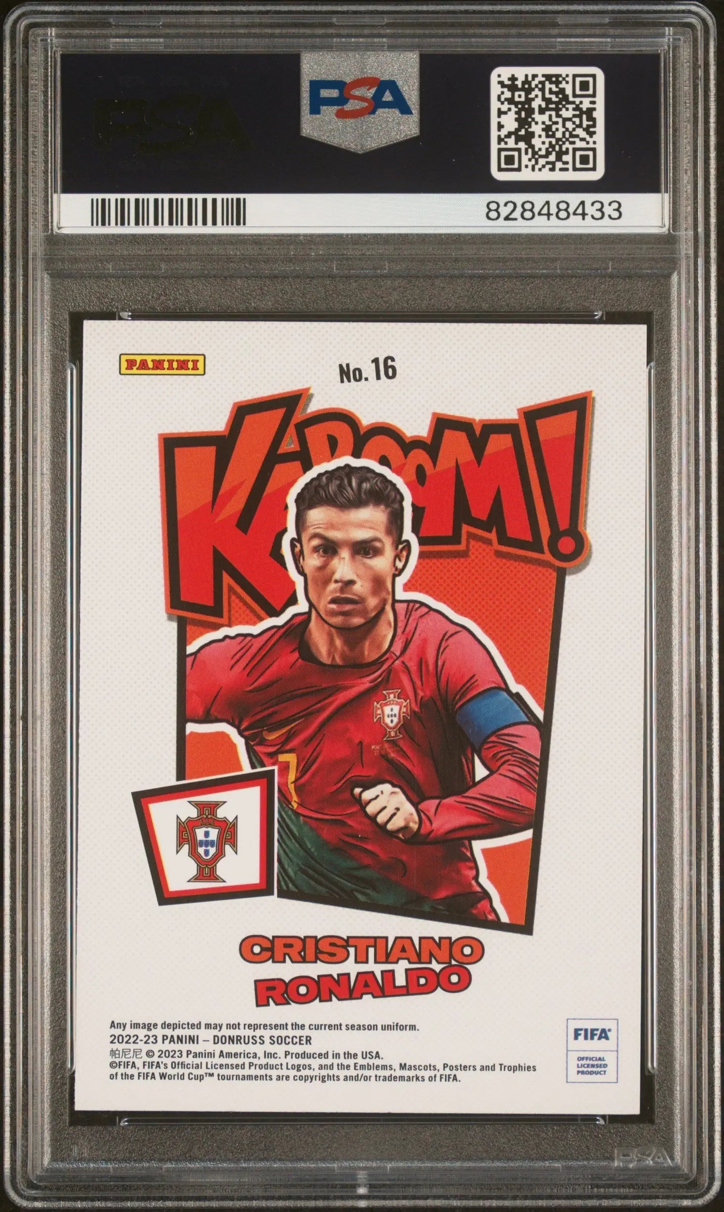2022 Panini Donruss FIFA Kaboom! Cristiano Ronaldo #16 PSA Authentic Soccer Trading Card - Perfect for Collectors, Sports Fans & Investment