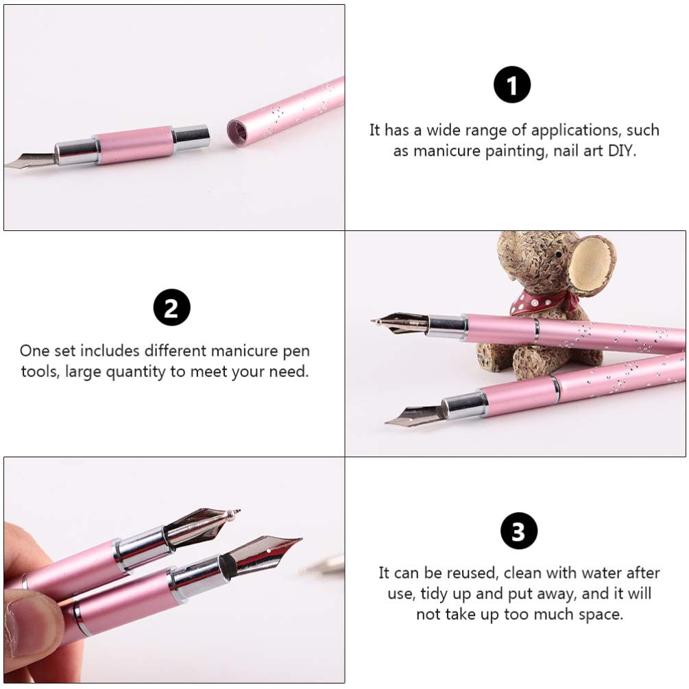 EXCEART 2 Sets Colored Nail Art Pens Kit - Professional Nail Painting Tools for DIY Manicure, Nail Art Accessories with Metal Tips - Perfect for Home Salon, Nail Art Designs & Creative Nail Polish Application