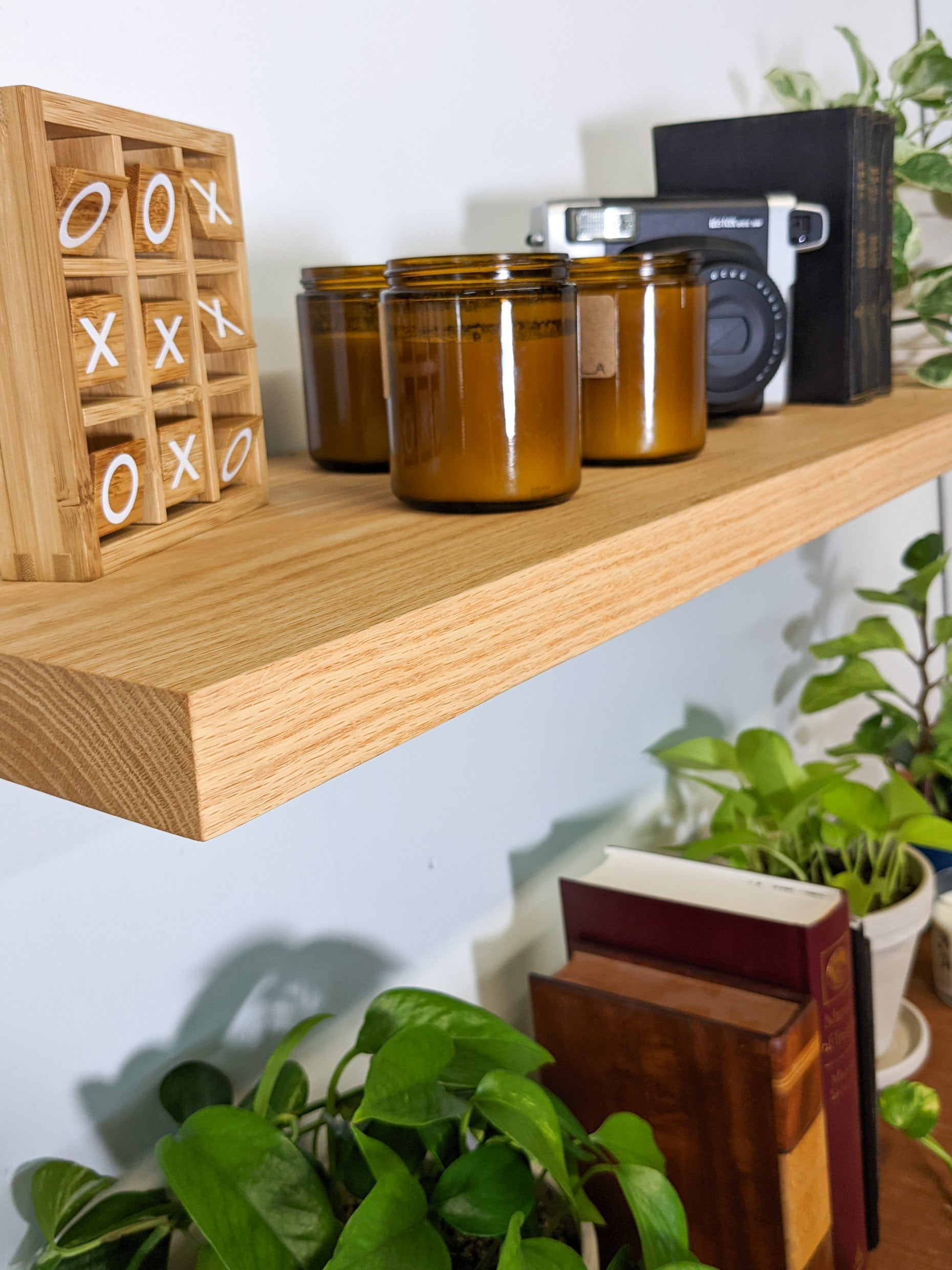Thick Oak Floating Shelf - 42 x 9 Inches - Heavy Duty Wall Mounted Shelf for Home Decor, Kitchen, Bathroom & Office Organization | Rustic Wood Shelving for Books, Plants & Display