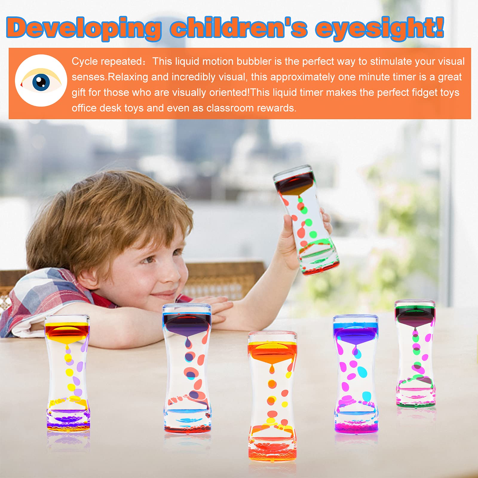 Liquid Motion Bubbler Timer - Diamond Shaped Sensory Toy for Stress Relief, Autism, ADHD & Focus - Desk Decor for Kids & Adults - Penguin Themed Home Office Ornament (Red/Yellow) - Perfect for Classroom, Therapy & Anxiety Relief