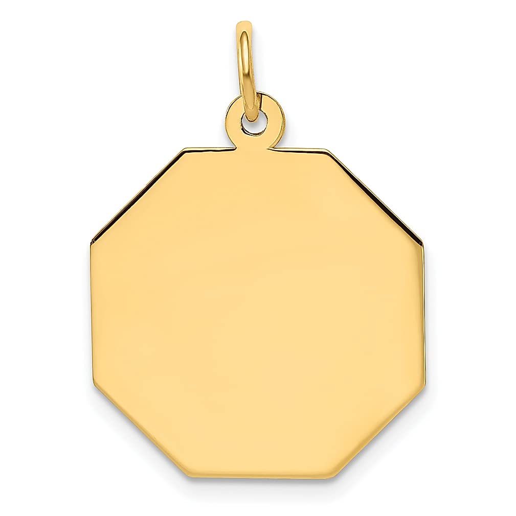 14K Yellow Gold Engravable Octagonal Disc Charm Necklace Pendant - Dainty Fine Jewelry for Women - Personalized Gift for Her - Perfect for Anniversaries, Birthdays & Special Occasions