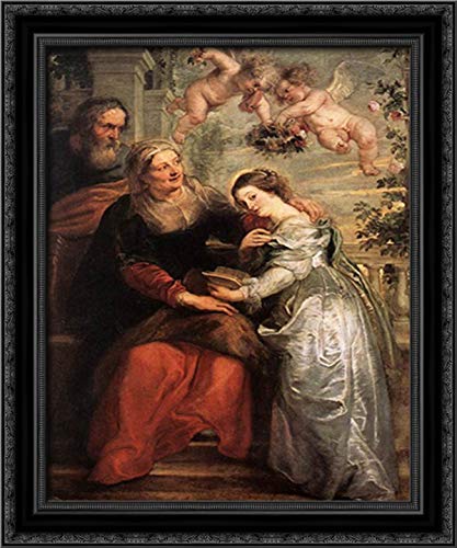 Peter Paul Rubens The Education of the Virgin 20x24 Inch Black Ornate Wood Framed Canvas Art - Perfect for Home Decor, Living Room Wall Art & Religious Art Collection