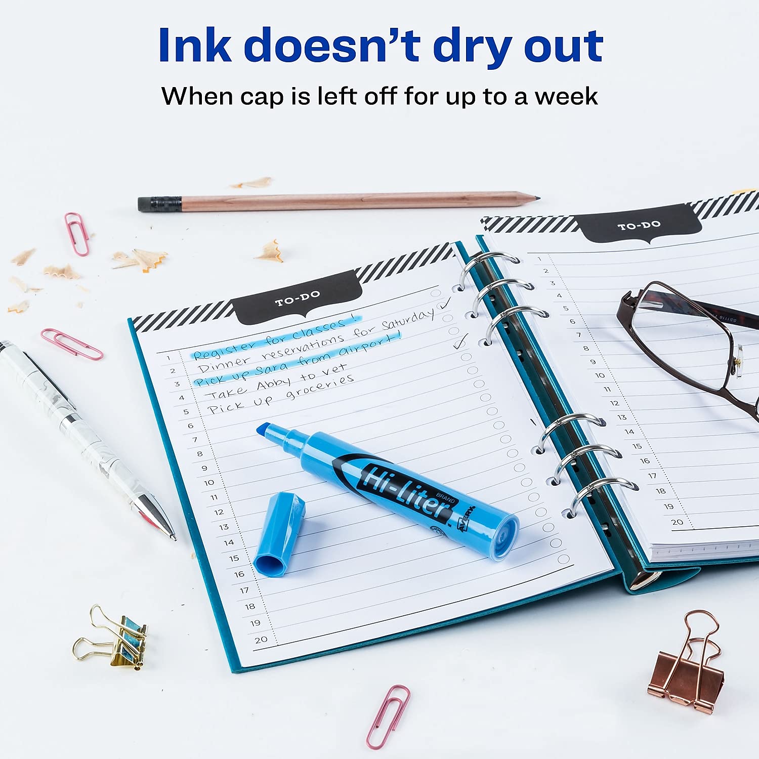 07746 Chisel Tip Desk-Style Highlighter - Pack of 12 with Light Blue Ink - Perfect for Office, School & Study Note Taking