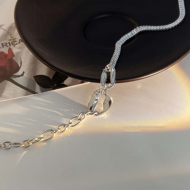 Asymmetric Geometric Box Chain Choker Necklace for Women - Trendy Layering Jewelry Piece for Parties, Date Night & Everyday Wear | HN2037