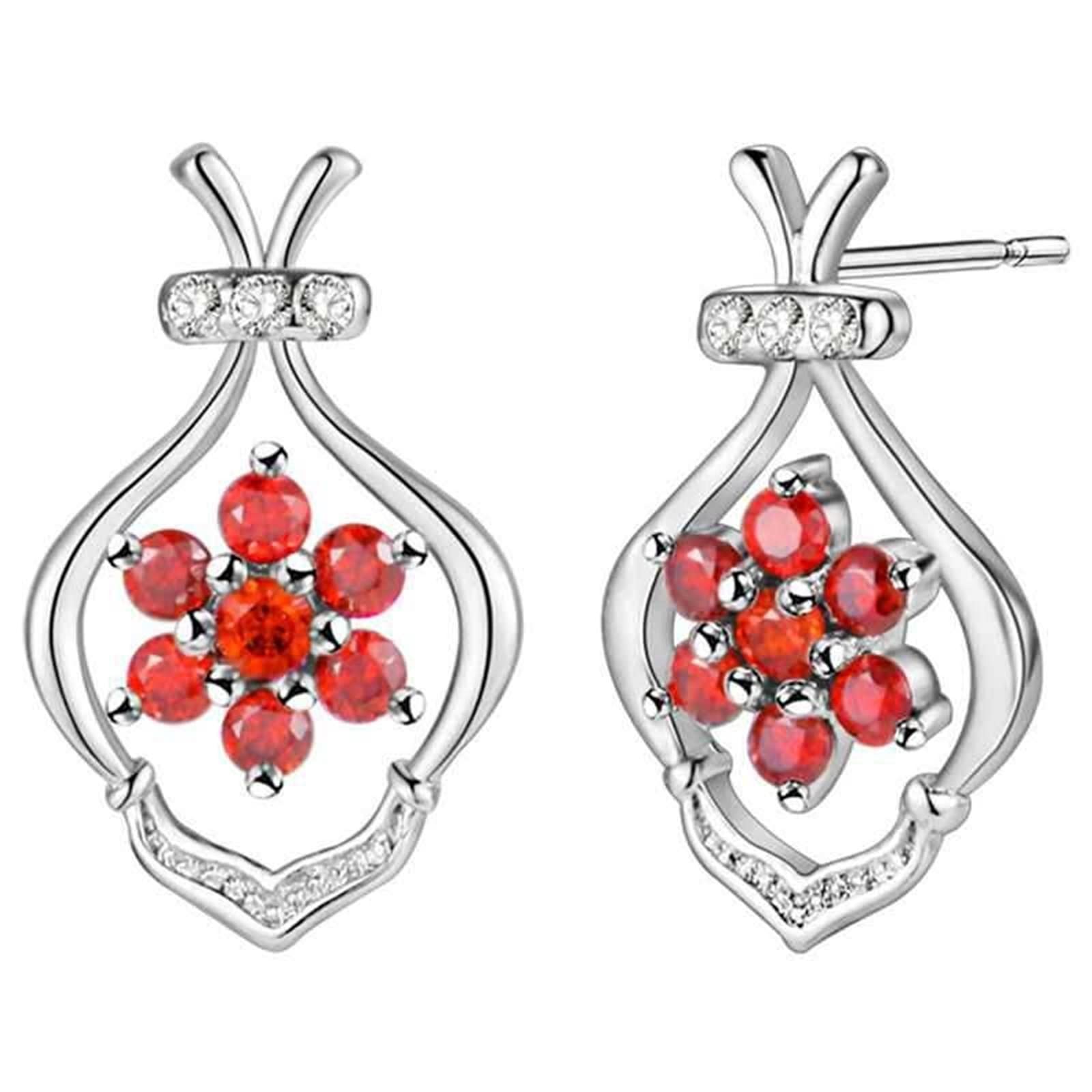 Musihy White Gold Stud Earrings for Women - Elegant Flower Design Jewelry for Everyday Wear, Parties & Gifts