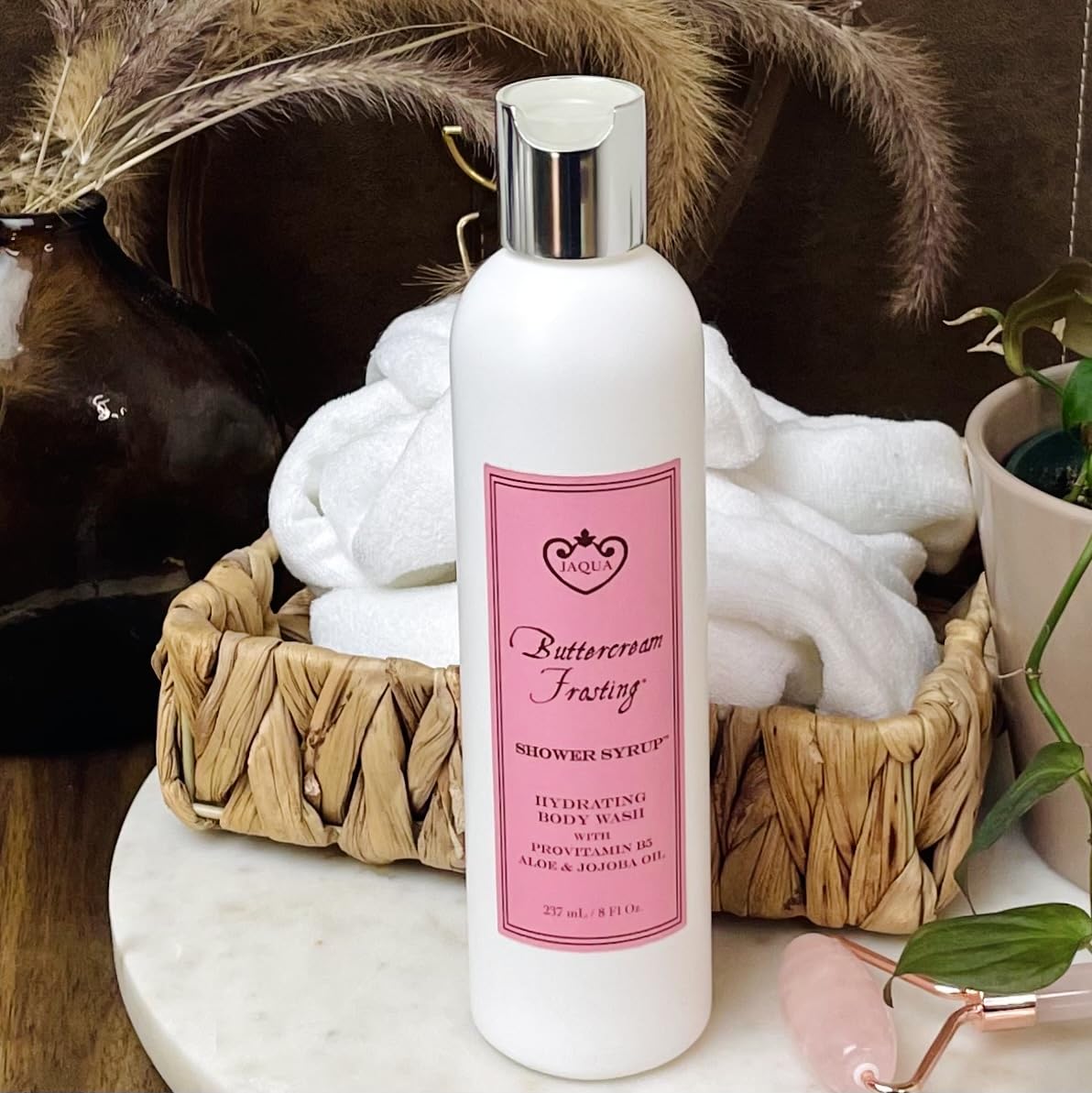 Jaqua Vegan Hydrating Body Wash with Jojoba & Rosehip Oil - Buttercream Frosting Scent | Moisturizing Shower Gel for Dry Skin | Perfect for Daily Use & Gift Giving