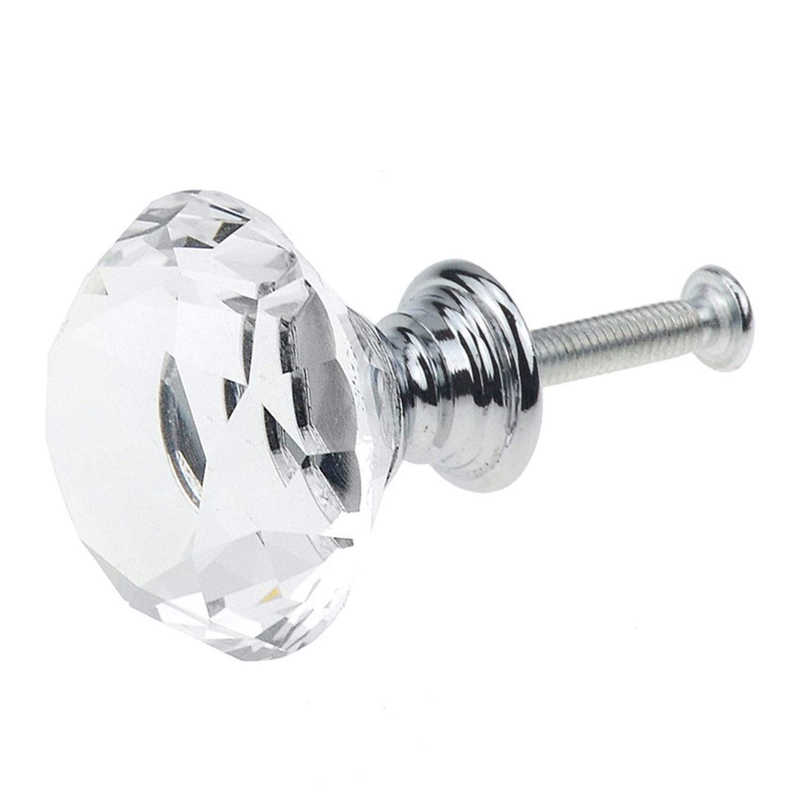30mm Diamond Crystal Glass Cabinet Knobs - 10pcs Set for Kitchen Drawers, Wardrobe Doors & Cupboard Handles (Durable Hardware Pulls for Home Decor)
