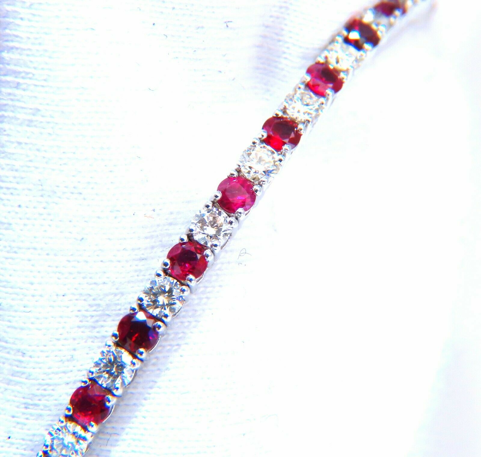 5.25ct Vivid Red Natural Ruby & Diamond Tennis Bracelet - 14K Gold Flexible Bangle for Women, Perfect for Weddings, Anniversaries & Special Occasions