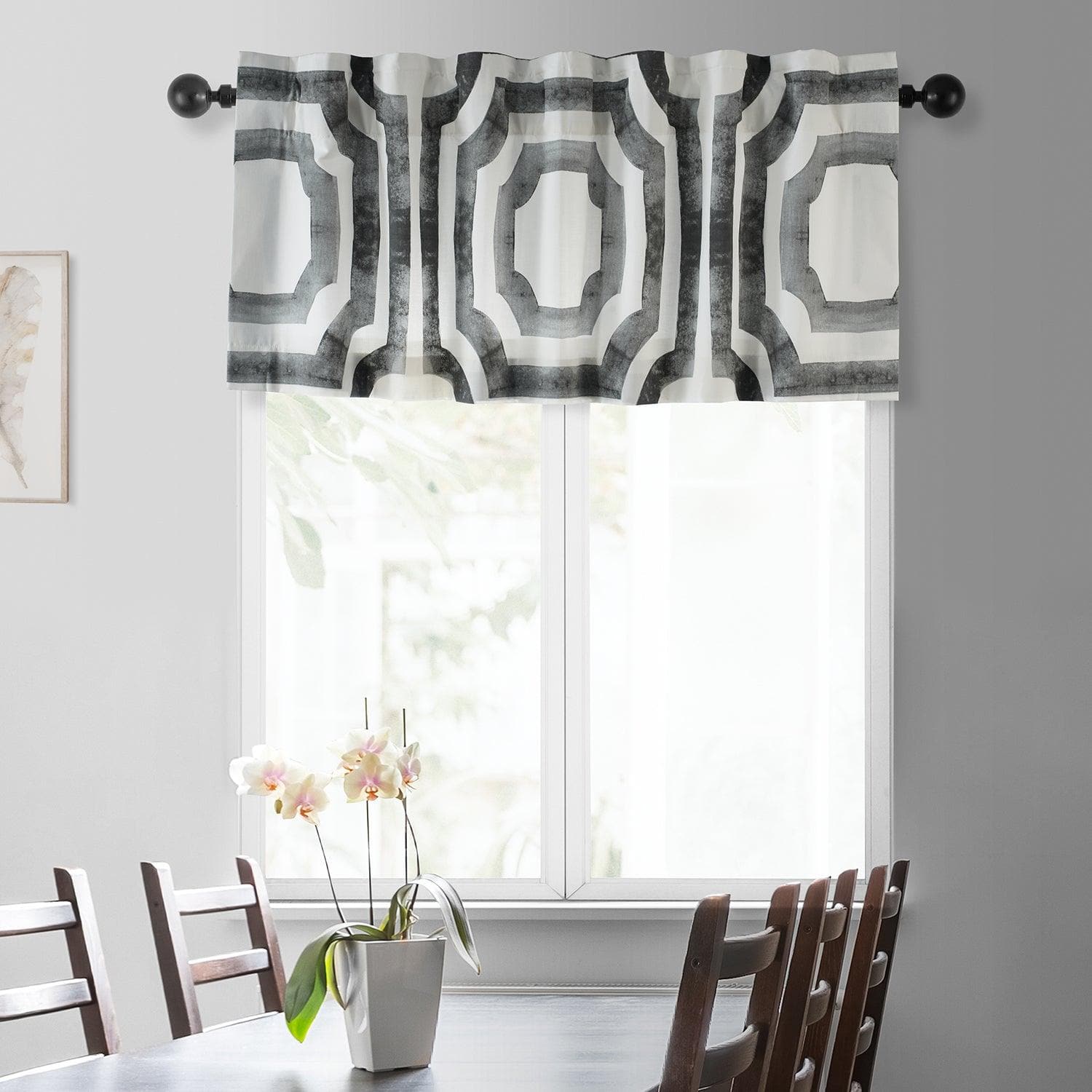 Mecca Steel Emblem Printed Cotton Window Valance - Elegant Home Decor for Living Room & Bedroom - Perfect for Curtain Toppers & Window Treatments