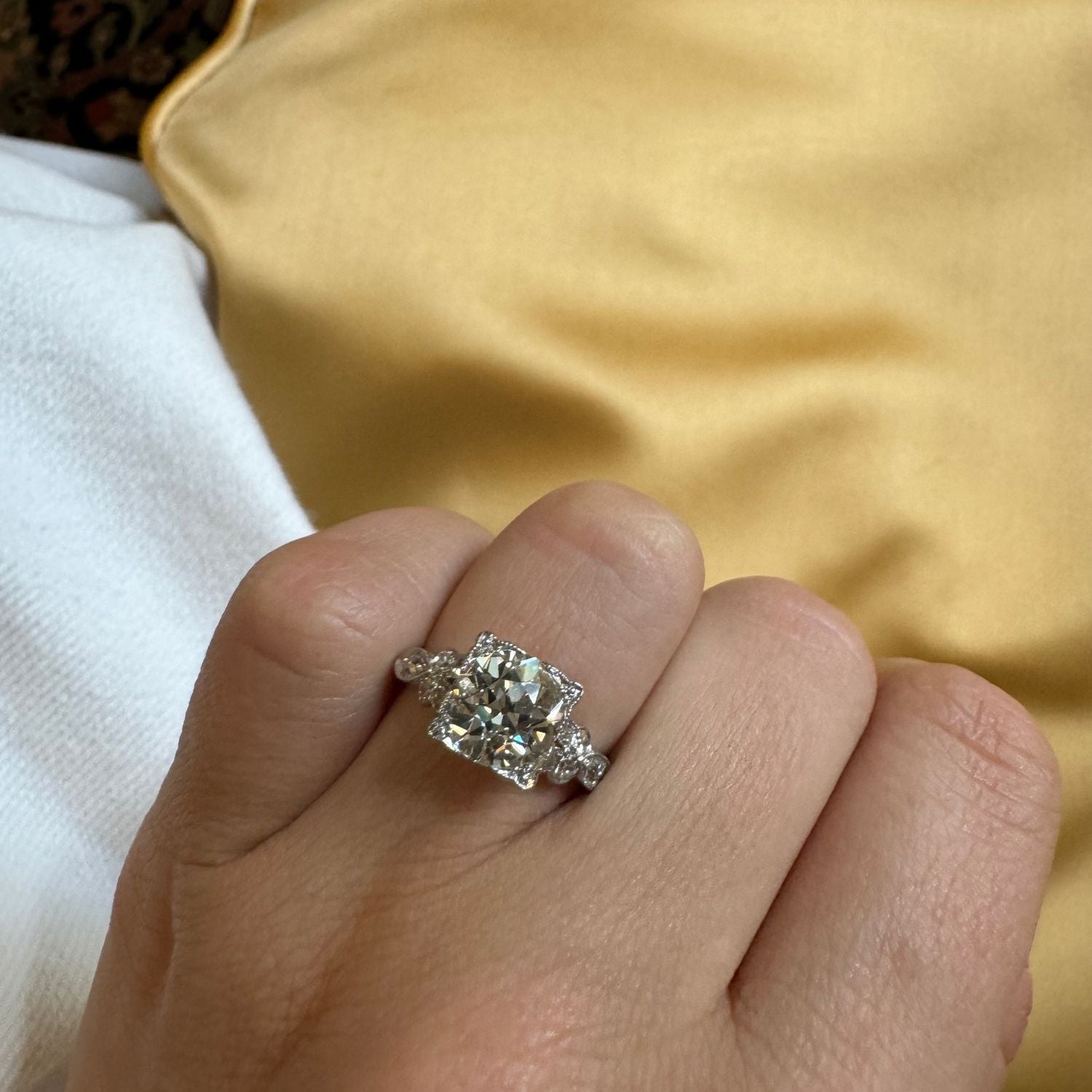 Vintage Art Deco 2.69ctw Old European Cut Diamond Platinum Engagement Ring - Perfect for Wedding, Anniversary & Special Occasion Gifts